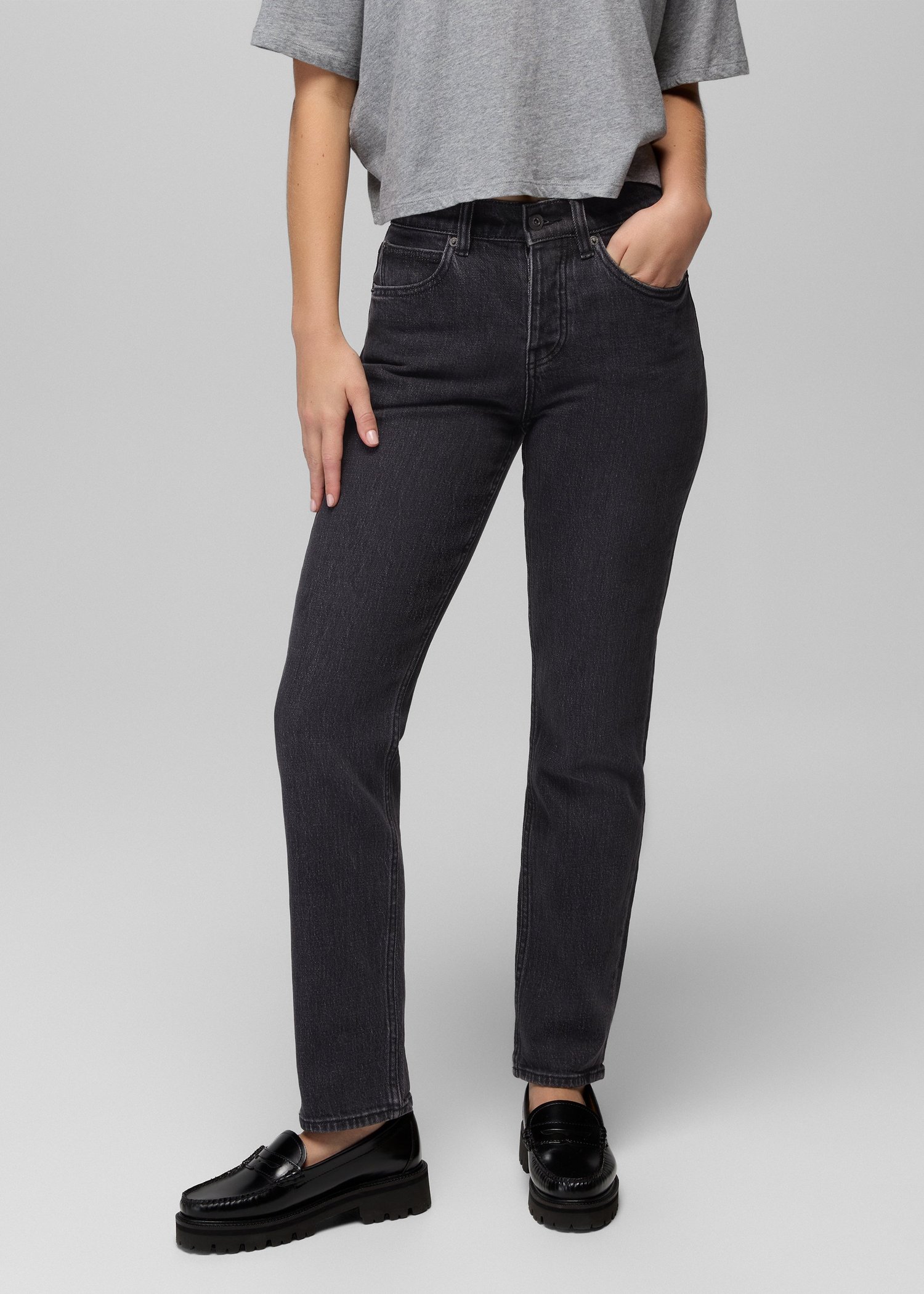 Womens prAna Carlsbad 760 Straight Leg Jean - Black Sand