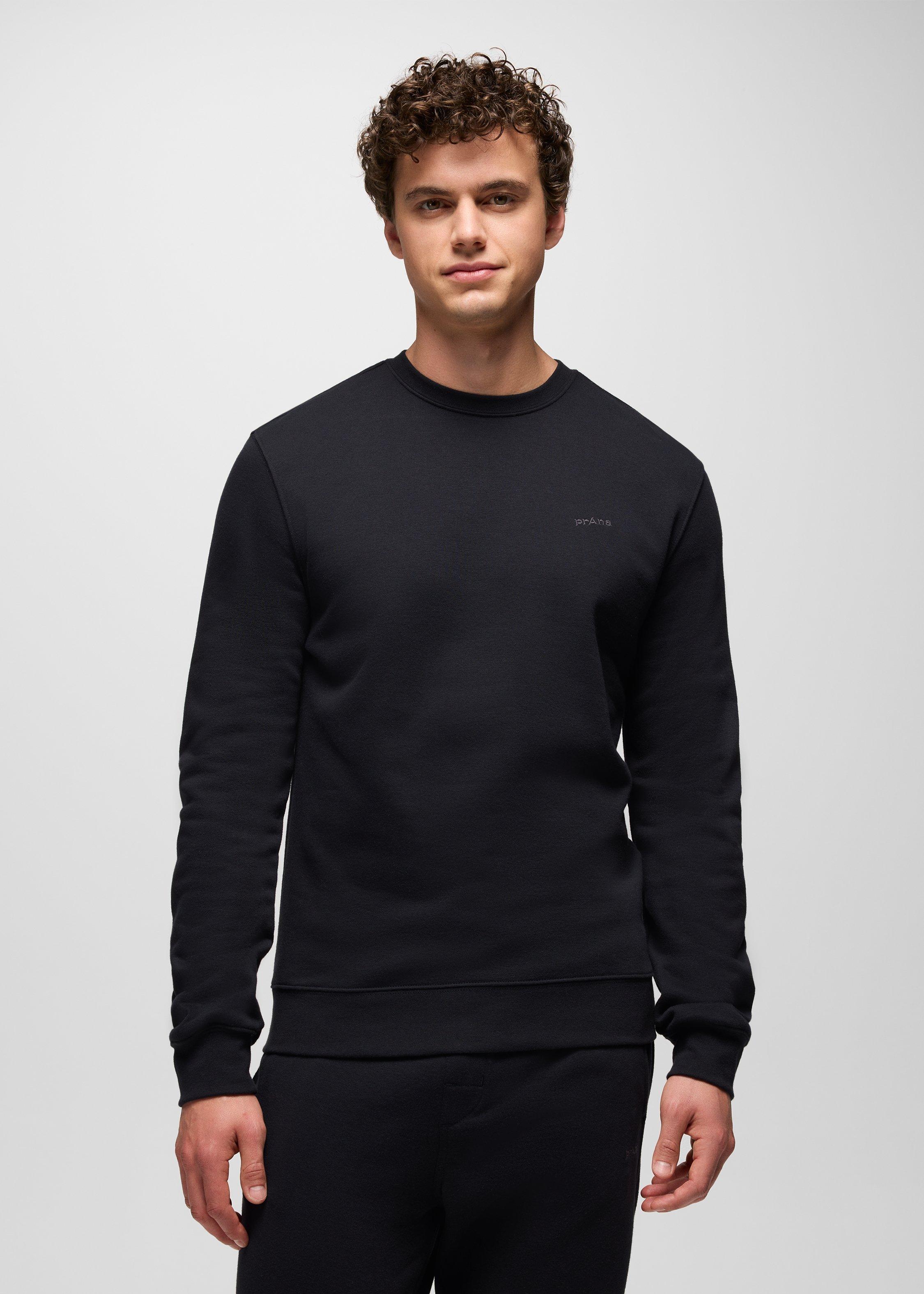 Mens prAna Fleece Crew Sweatshirt - Black