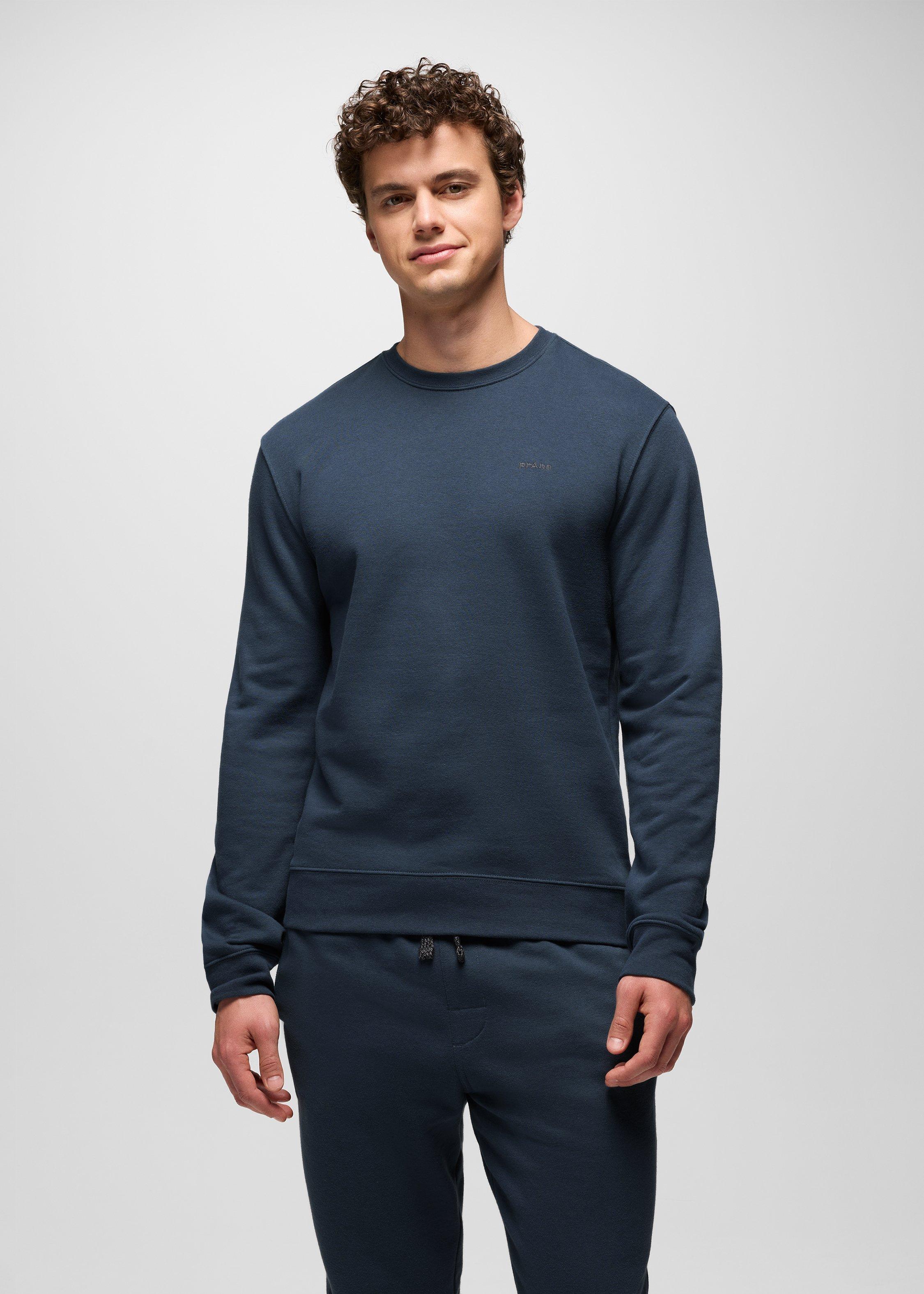 Mens prAna Fleece Crew Sweatshirt - Stormy Night