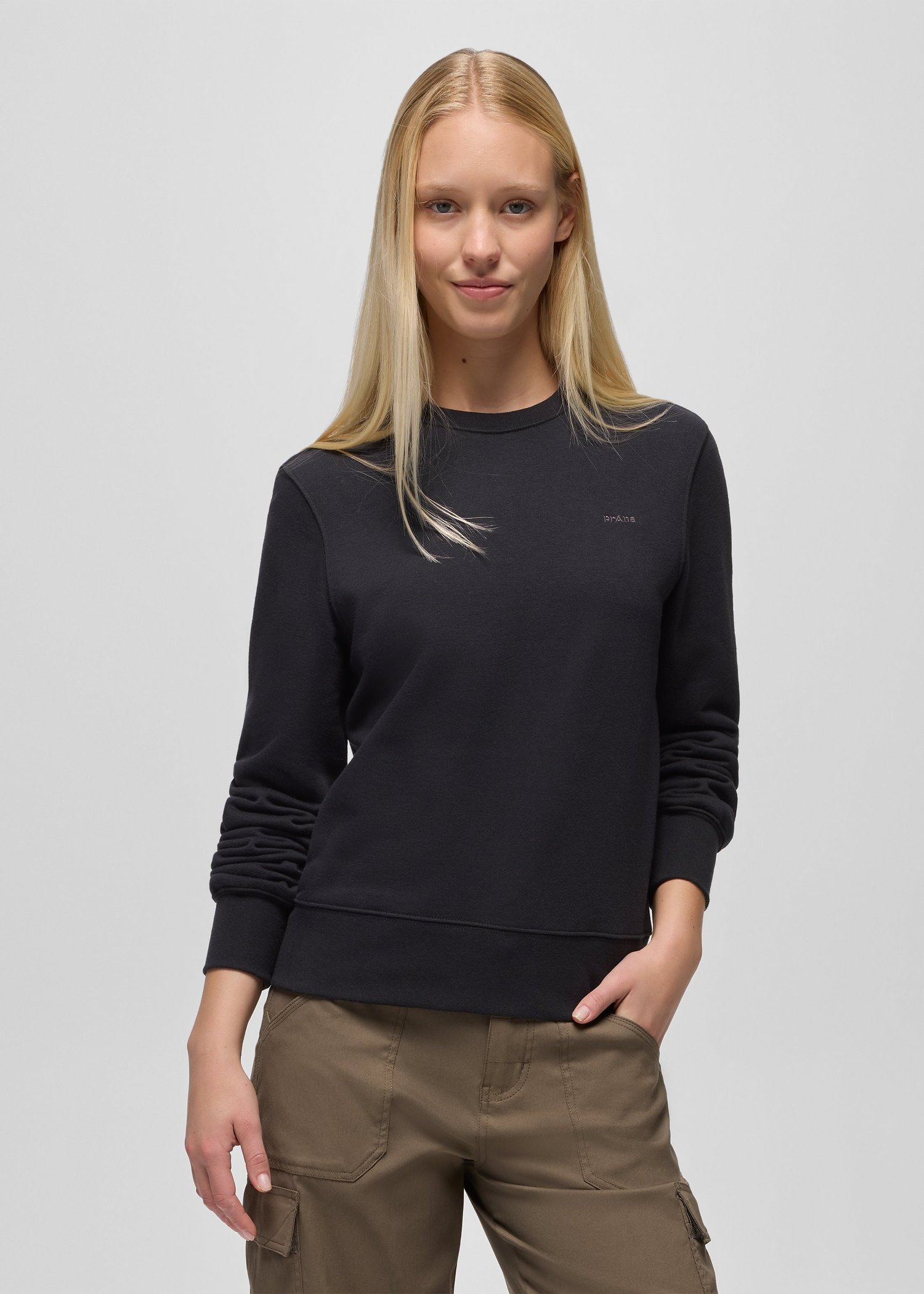 Womens prAna Fleece Crew Sweatshirt - Black