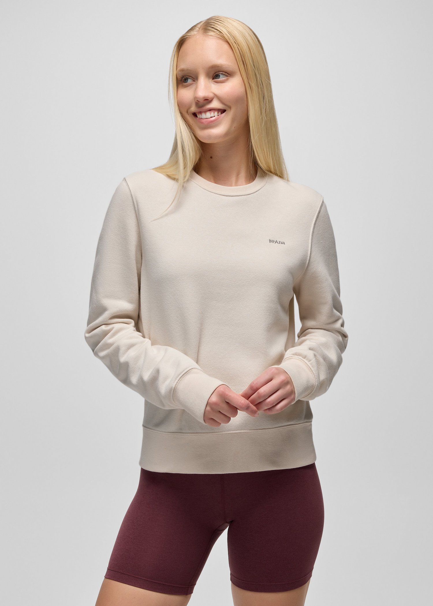 Womens prAna Fleece Crew Sweatshirt - Canvas