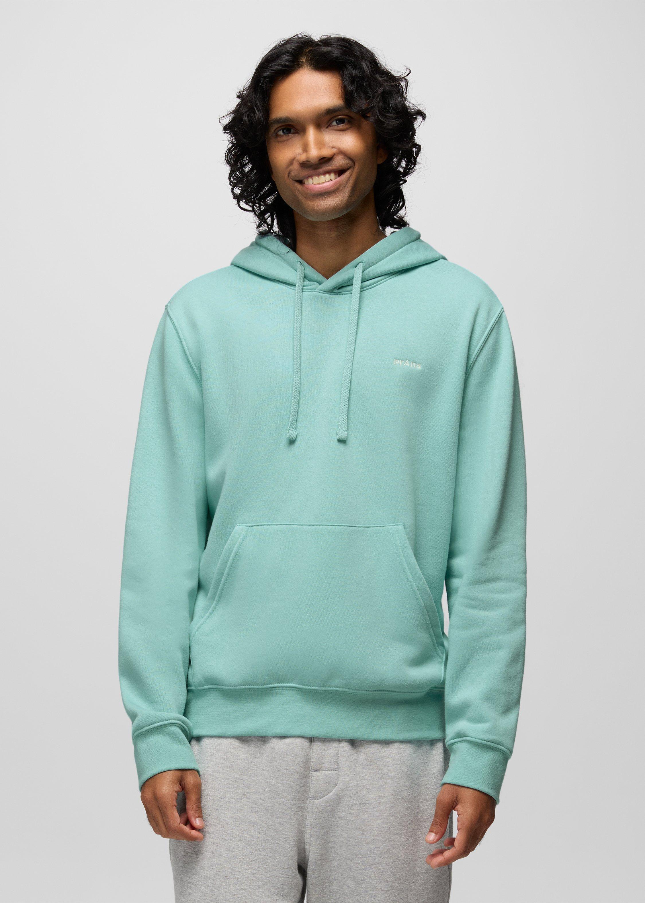 Mens prAna Fleece Hoodie - Sea Glass