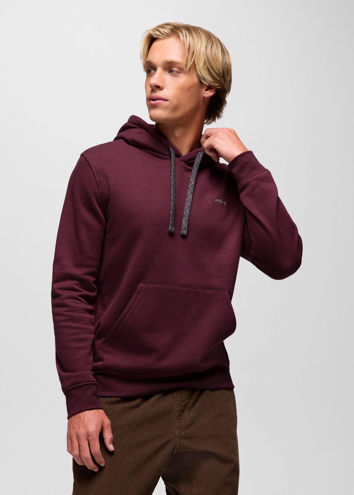 Mens prAna Fleece Hoodie - Deep Vino