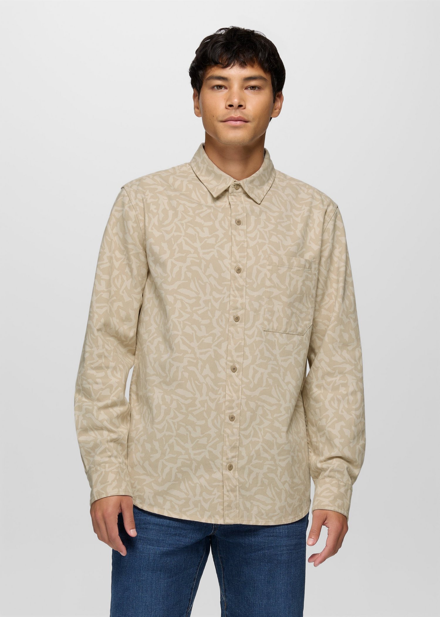 Mens prAna Arbored Long Sleeve Shirt - Sandbar Freestyle