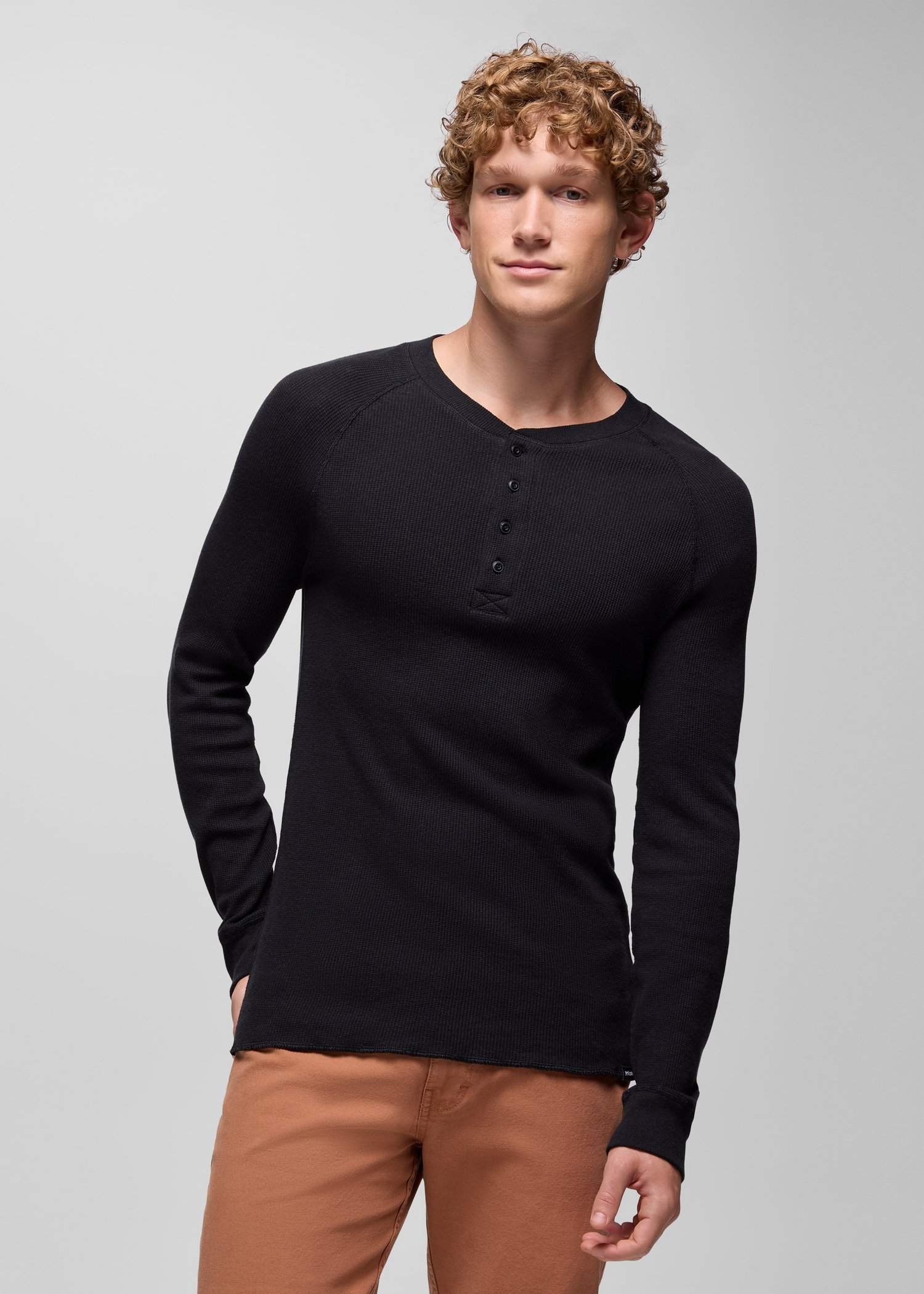 Mens prAna Touchstone Henley - Black Heather