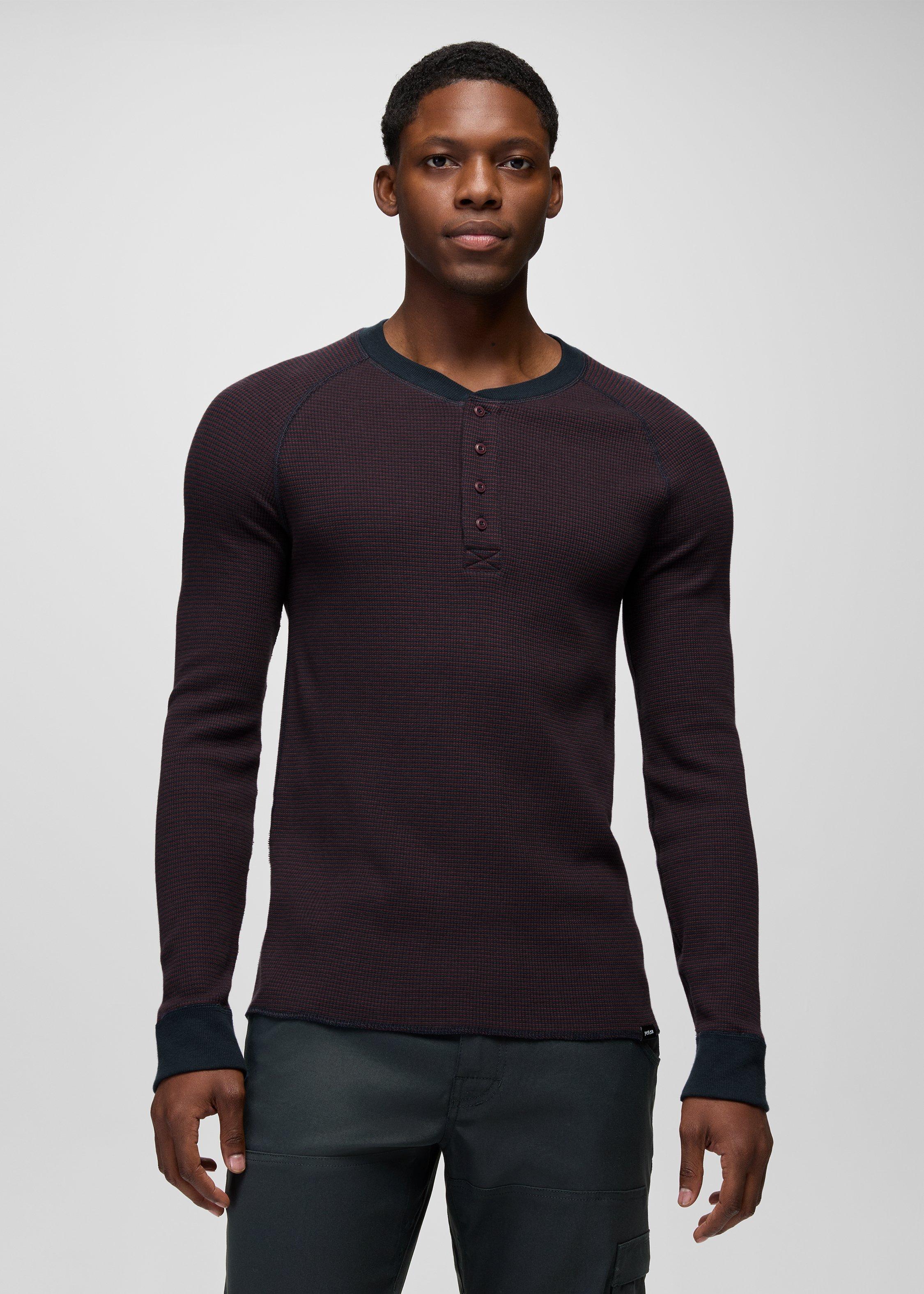 Men's prAna Touchstone Henley T-Shirt - Cacao Stripe