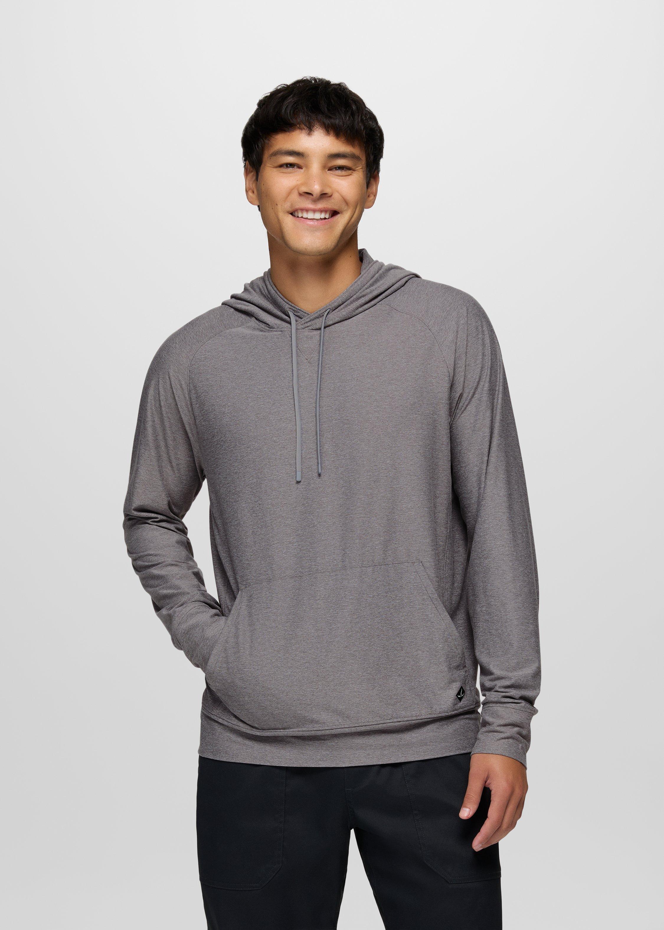 Mens prAna Altitude Tracker Light Hoodie - Medium Heather Grey