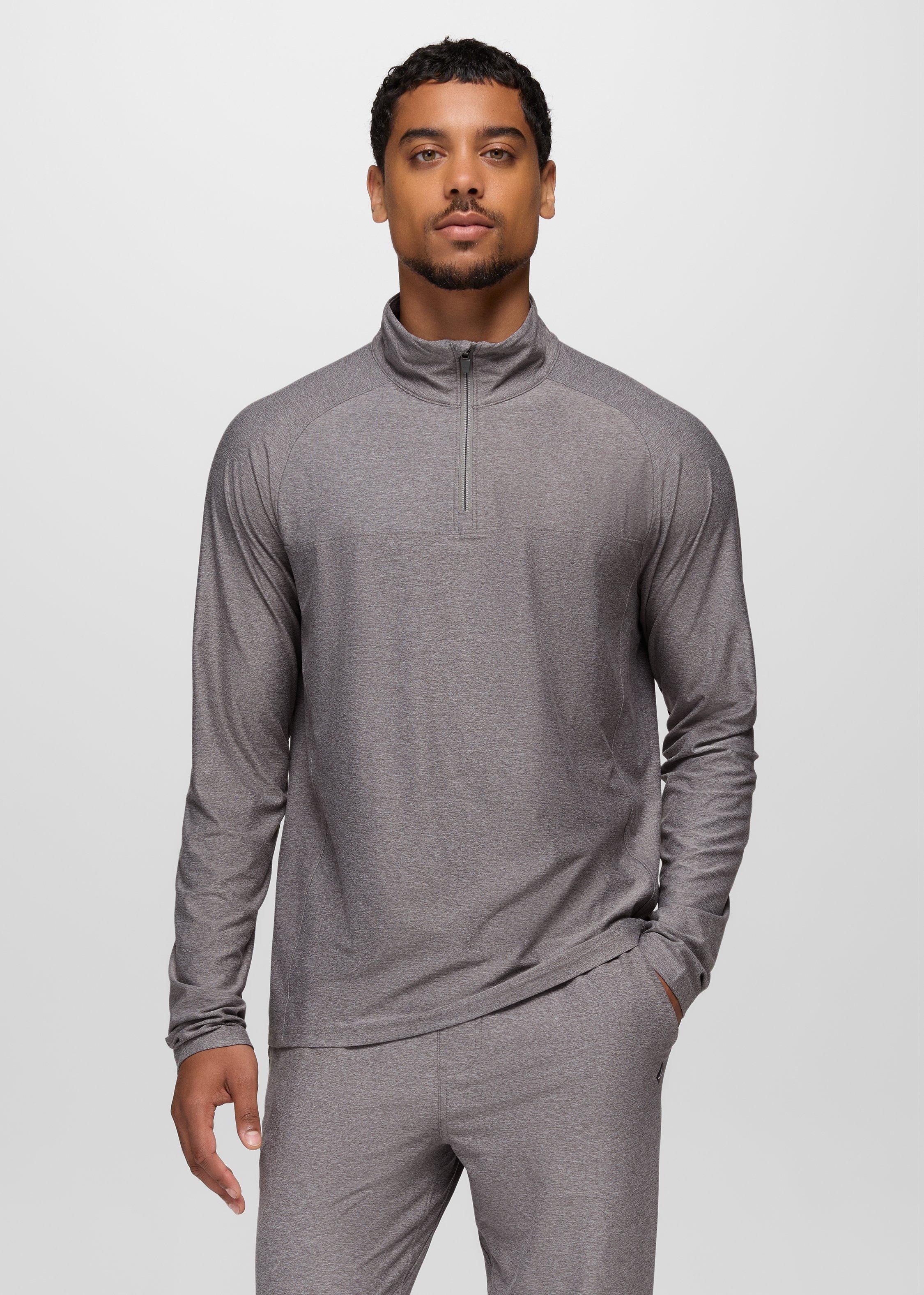 Mens prAna Altitude Tracker Light 1/4 Zip - Medium Heather Grey