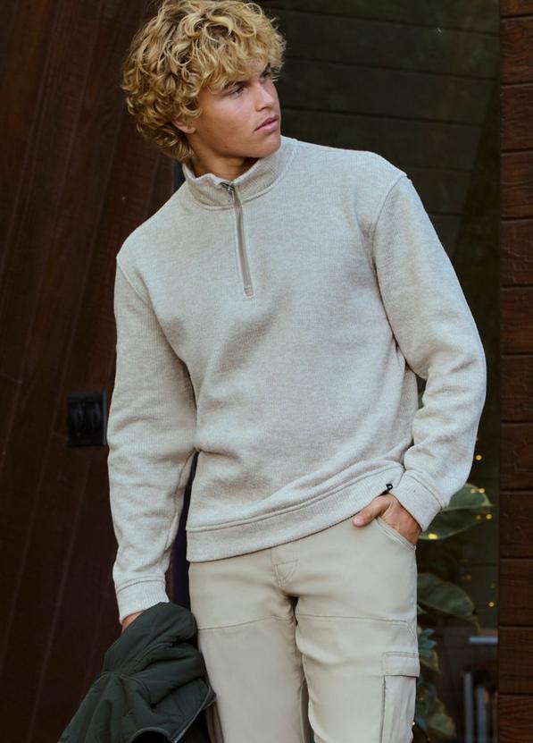 Two Harbors 1/4 Zip Sweater, Color: Oatmeal Heather, image 7