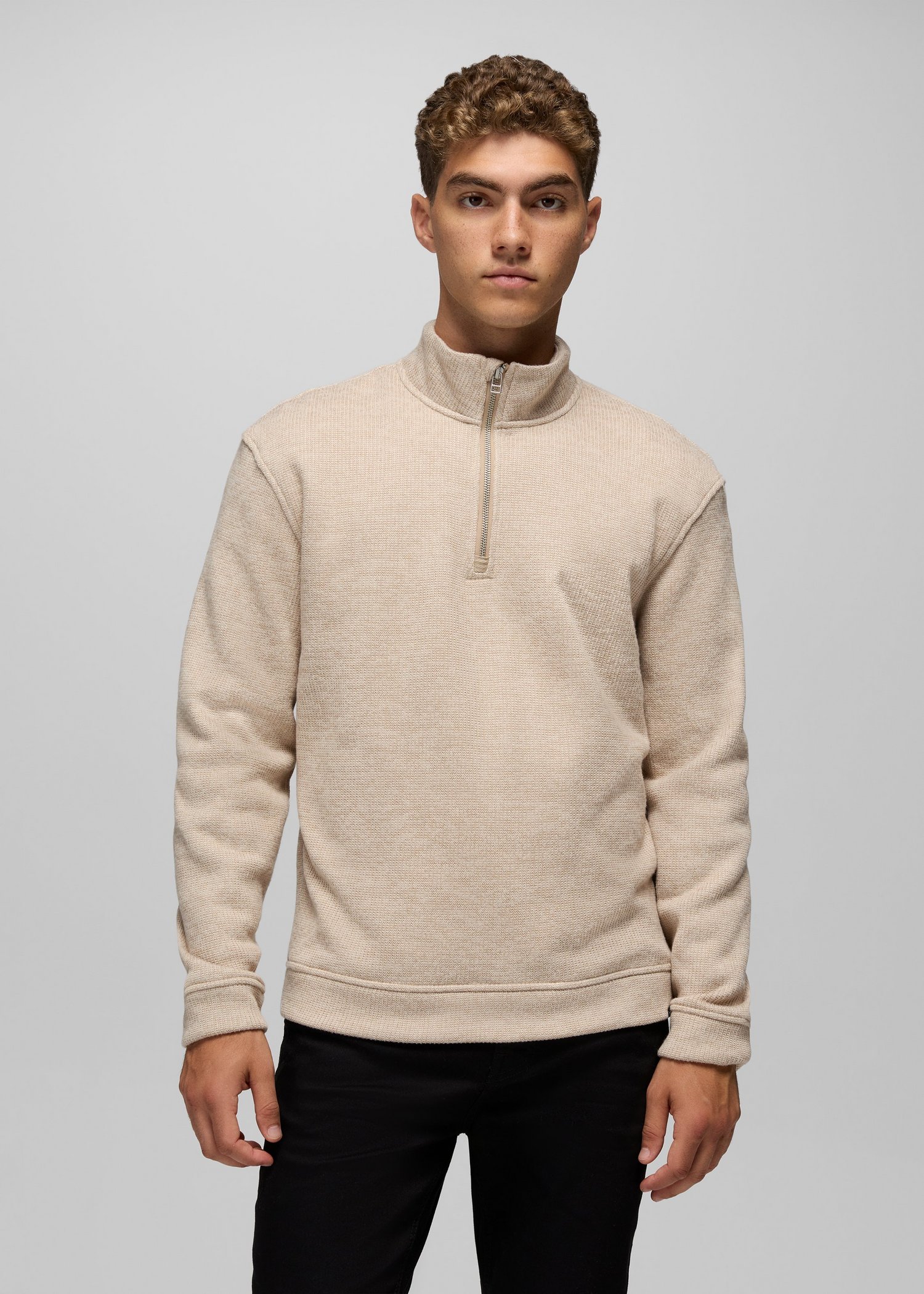 Mens prAna Two Harbors 1/4 Zip Sweater - Oatmeal Heather