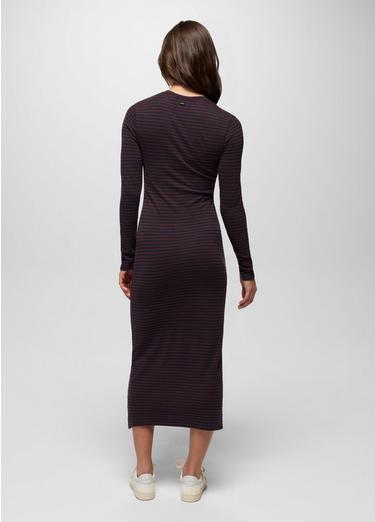 Lotus Midi Dress, Color: Cacao Stripe, image 2