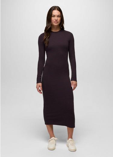 Lotus Midi Dress, Color: Cacao Stripe, image 1