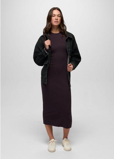 Lotus Midi Dress, Color: Cacao Stripe, image 4