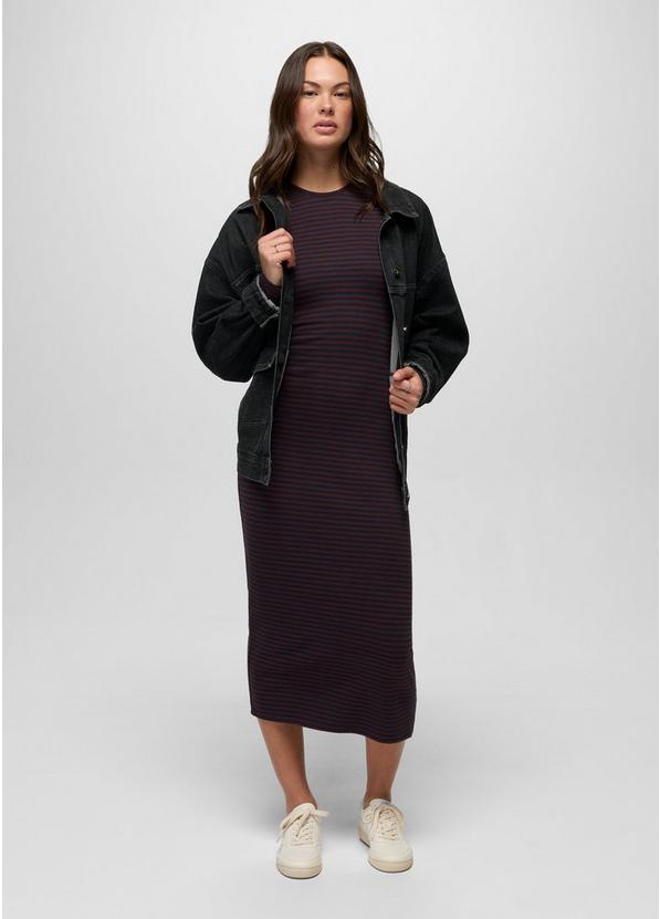 Lotus Midi Dress, Color: Cacao Stripe, image 4