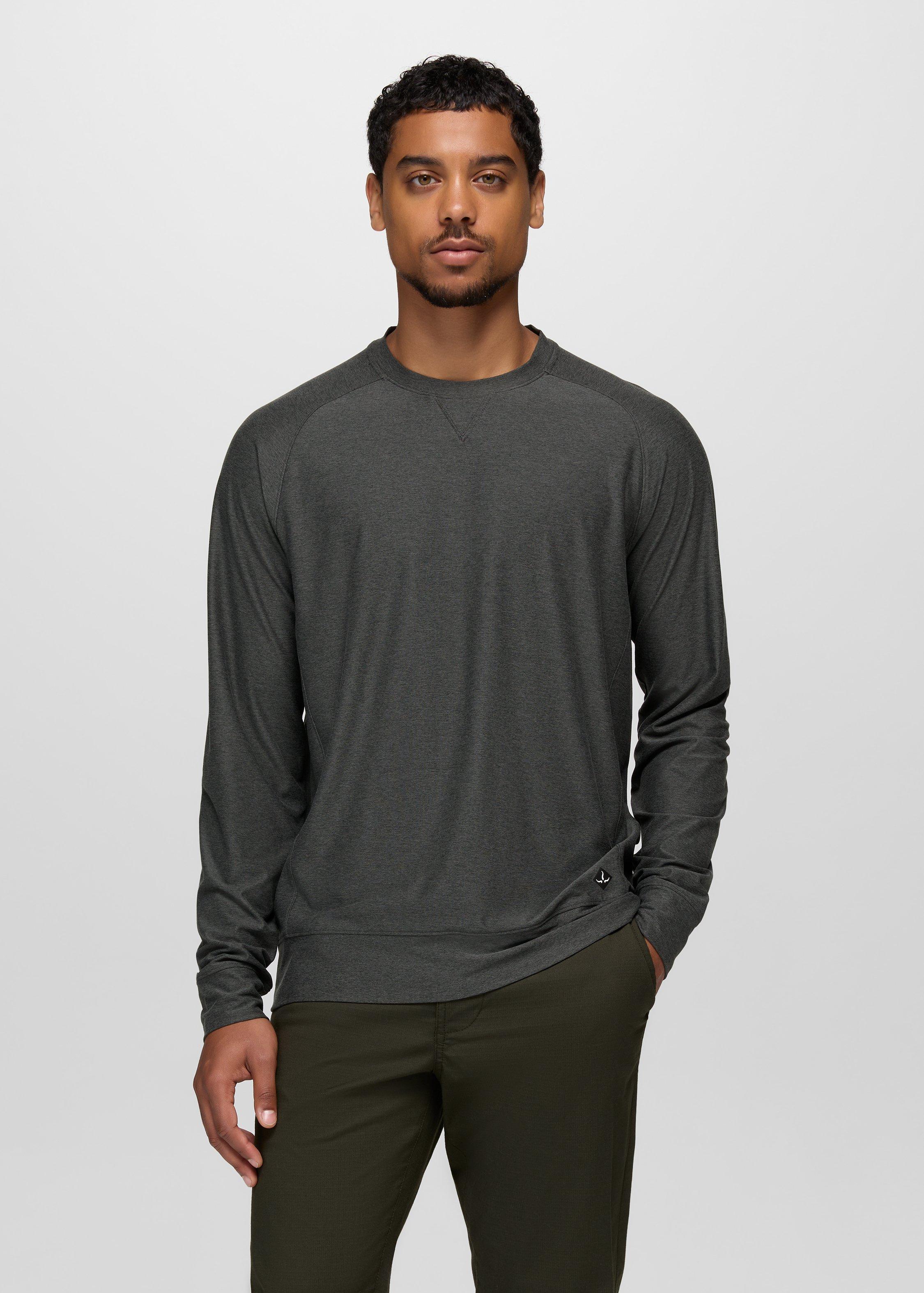 Mens prAna Altitude Tracker Light Crew - Black Heather