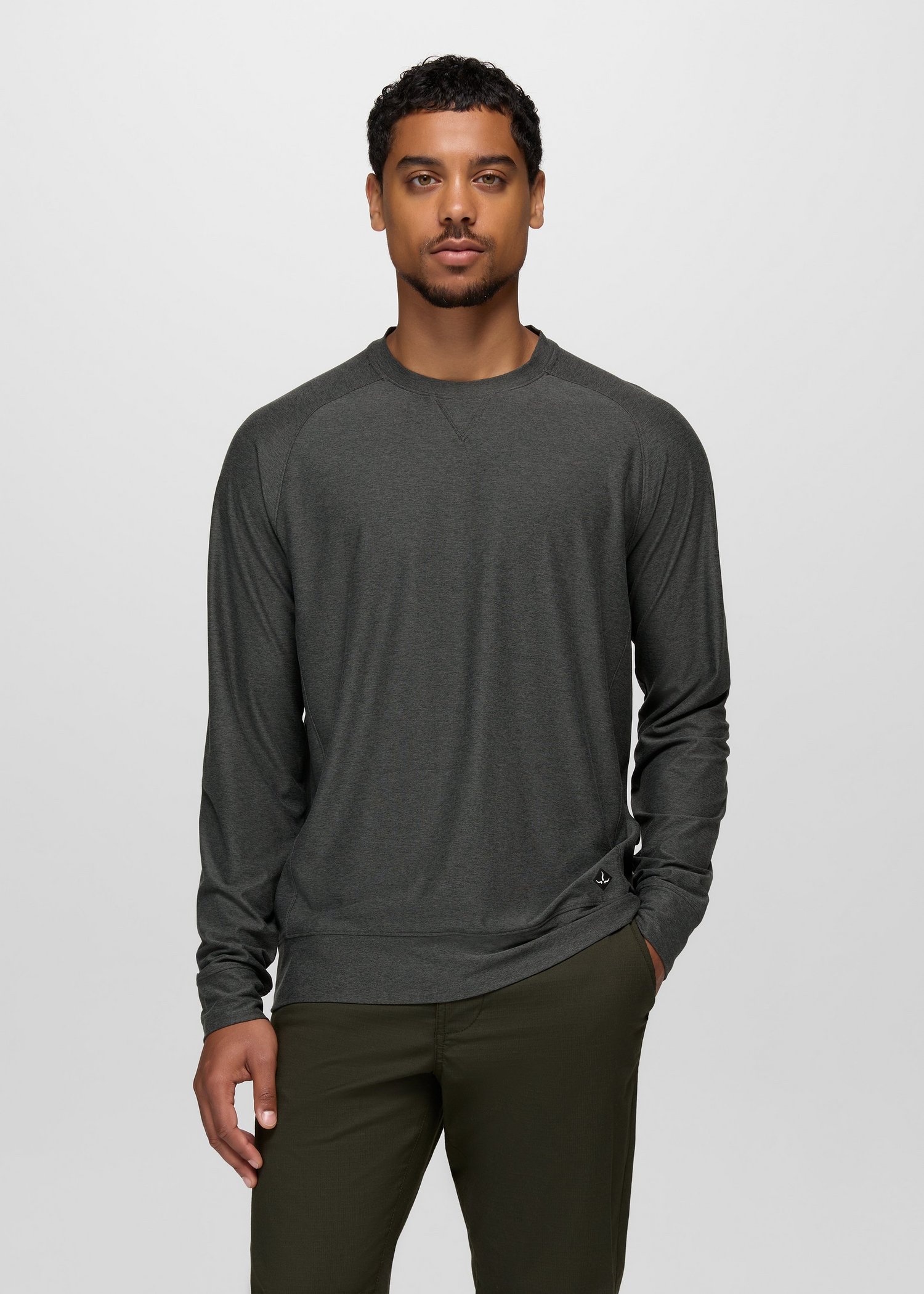 Mens prAna Altitude Tracker Light Crew - Black Heather