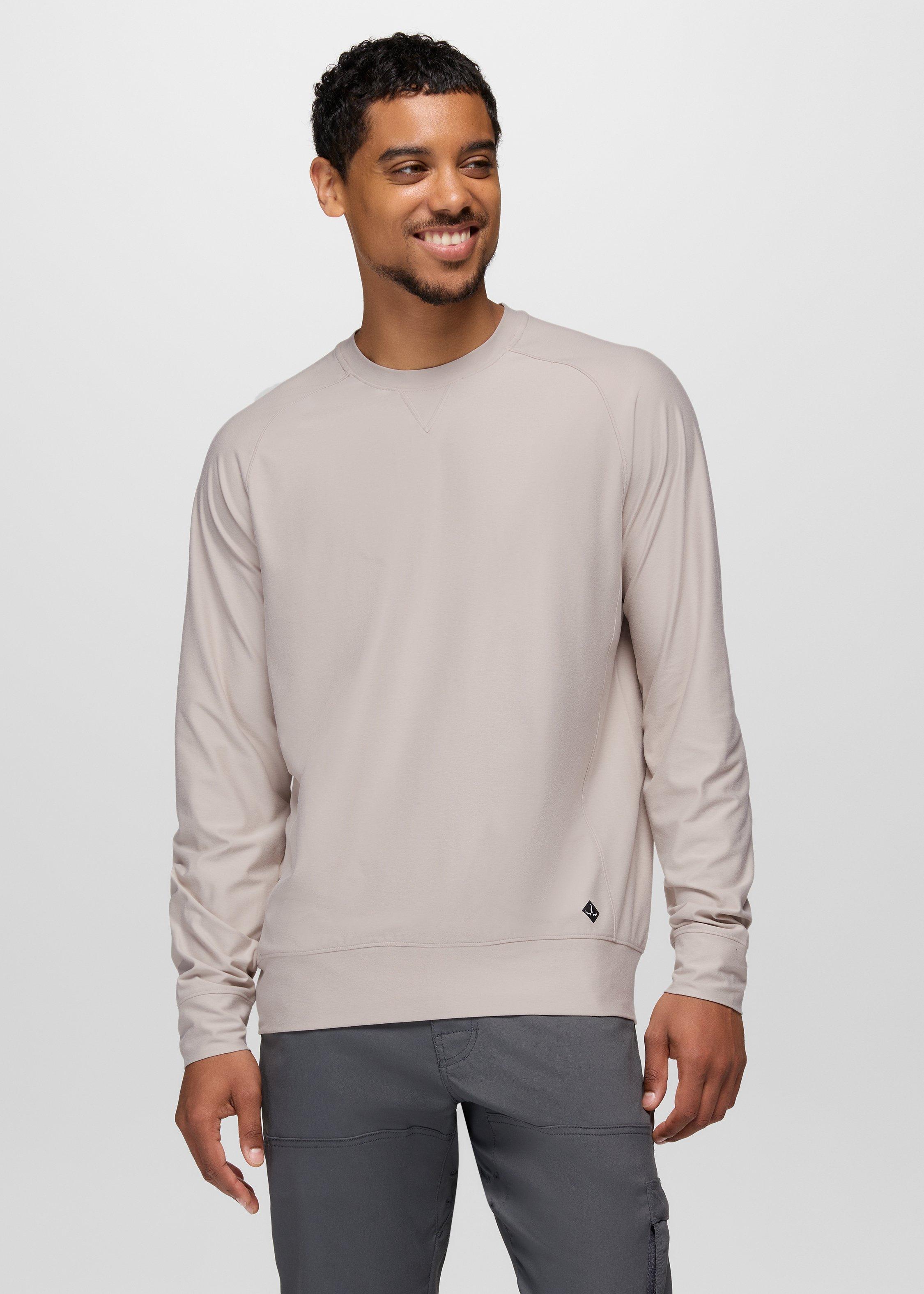 Mens prAna Altitude Tracker Light Crew - Almond Heather