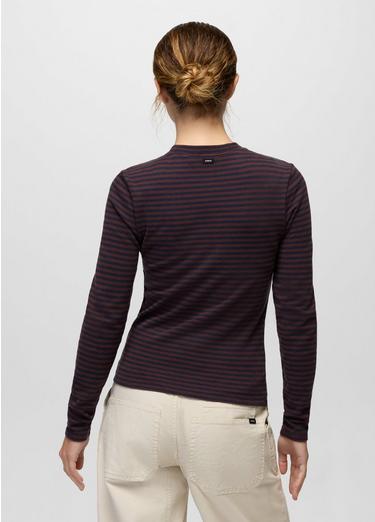 Lotus Long Sleeve Tee, Color: Cacao Stripe, image 4