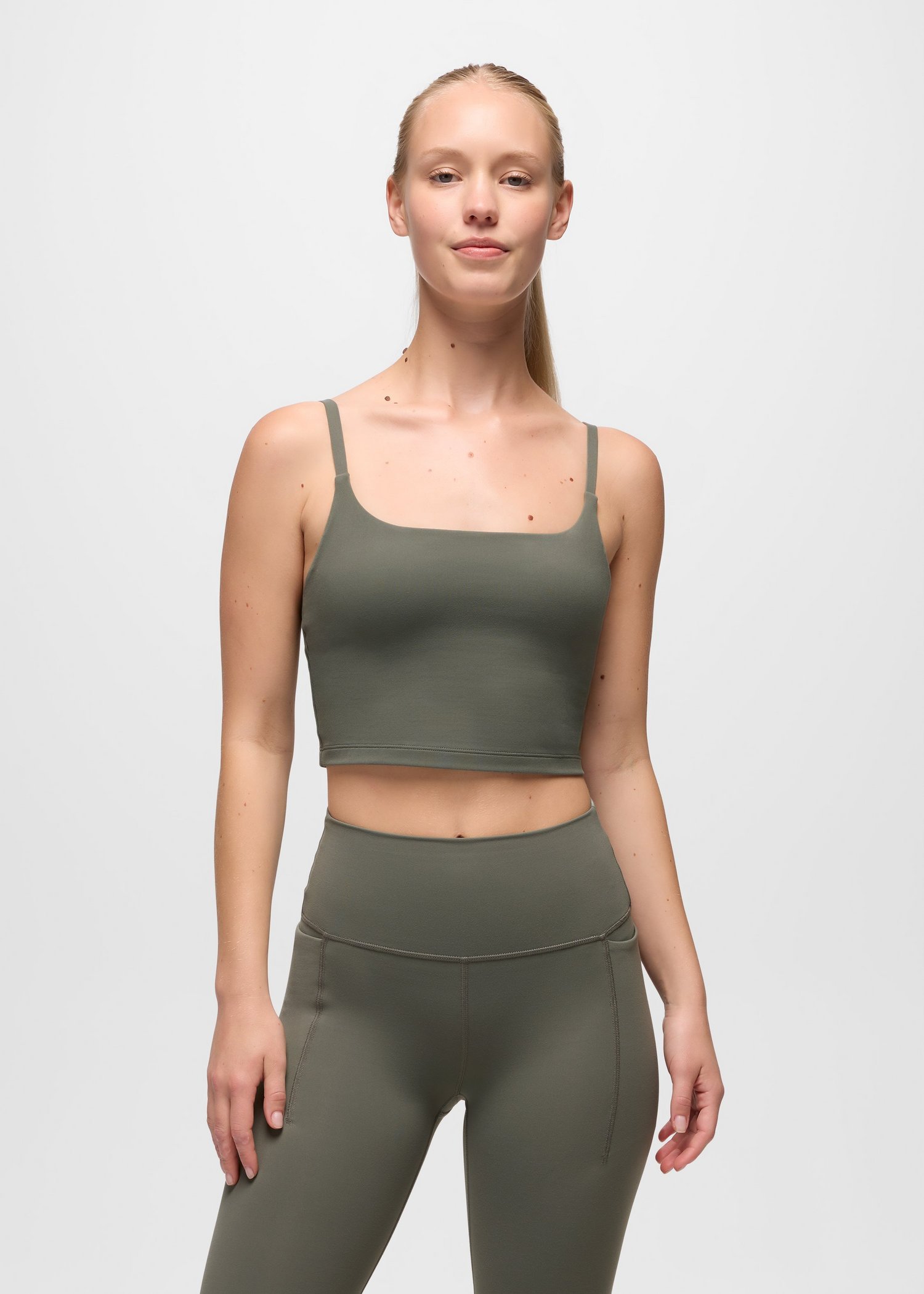 Womens prAna Luxara™ Longline Bra - Thyme