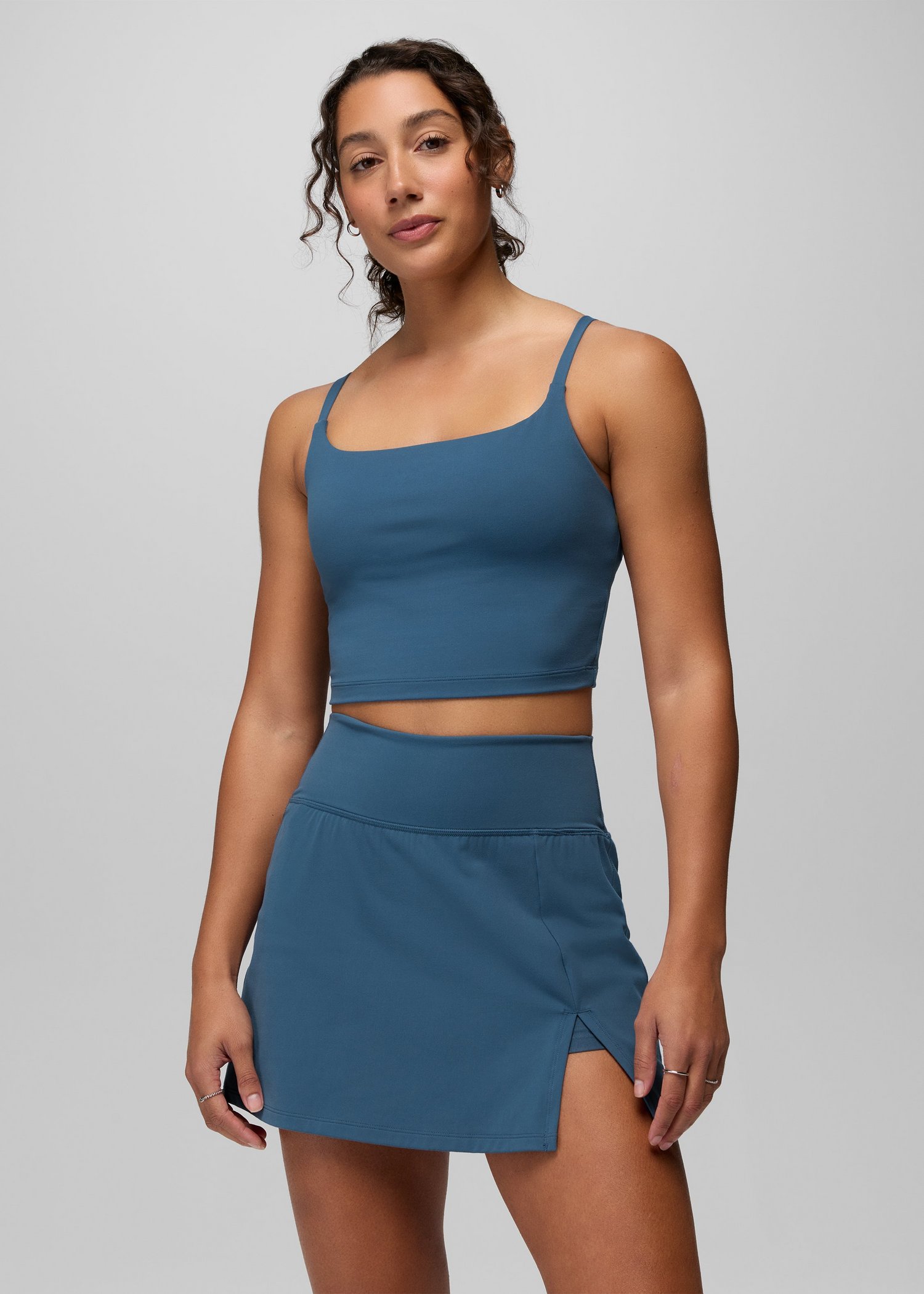 Womens prAna Luxara™ Longline Bra - Bluff Blue