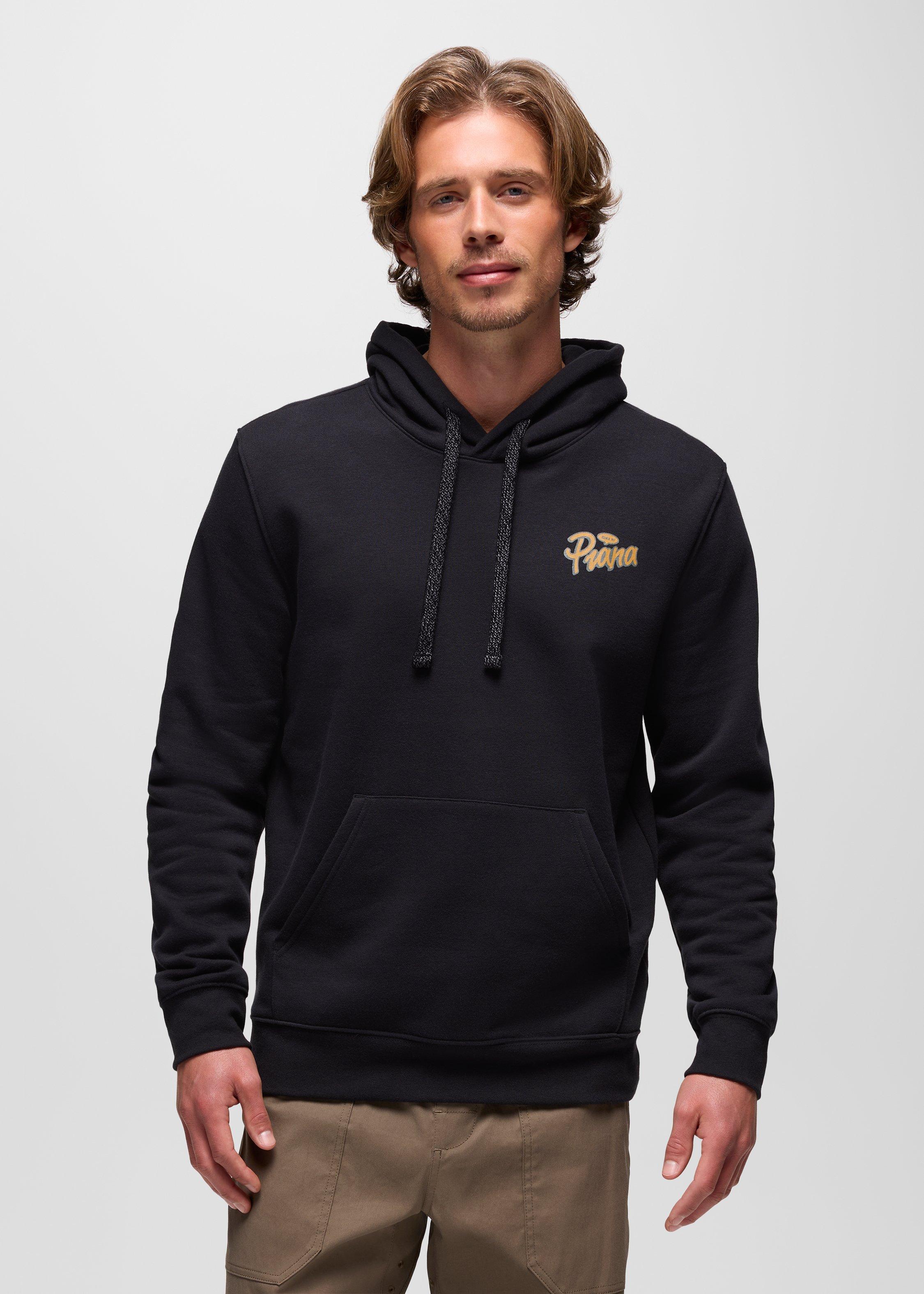 Mens prAna Fleece Graphic Hoodie - Black Open Your Mind