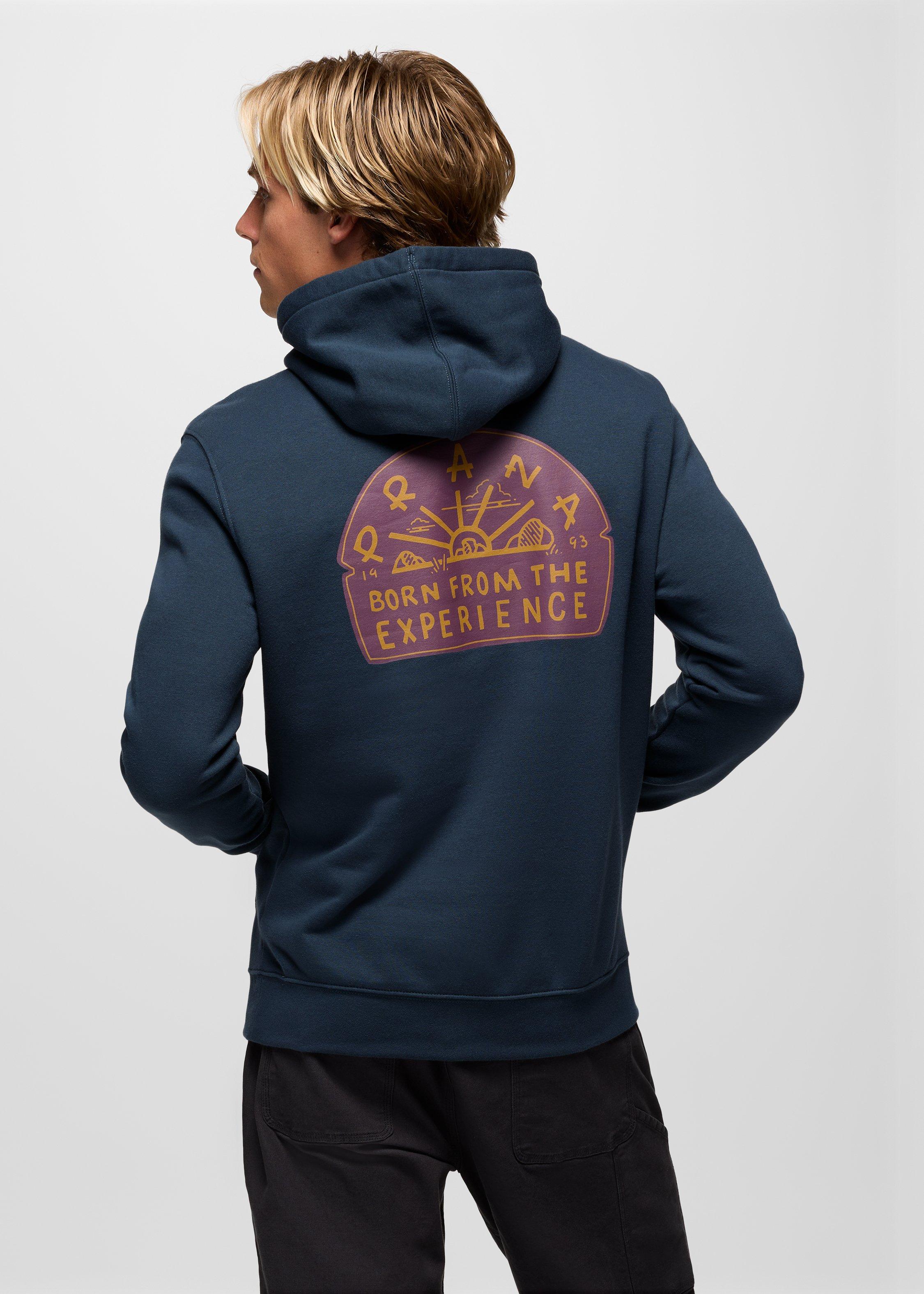 Mens prAna Fleece Graphic Hoodie - Stormy Night Solar Arch