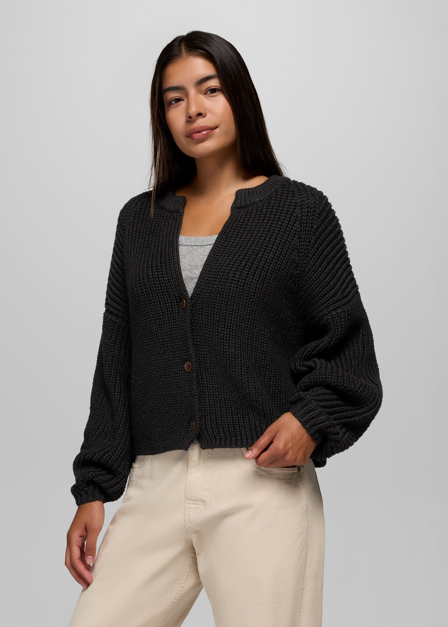 Womens prAna Sunday River Short Cardigan - Black