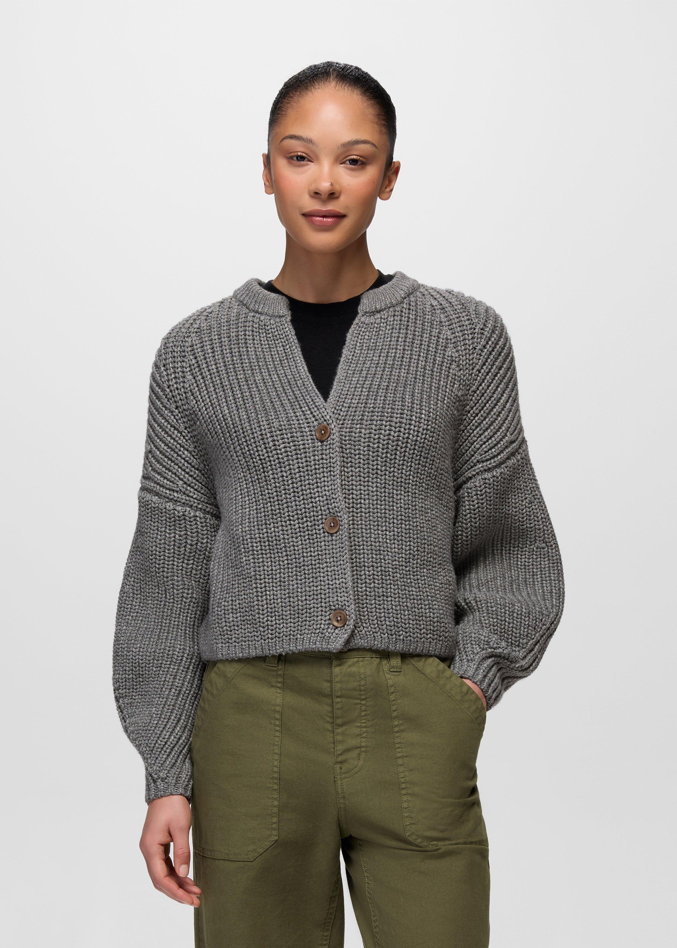 Womens prAna Sunday River Short Cardigan - Heather Grey