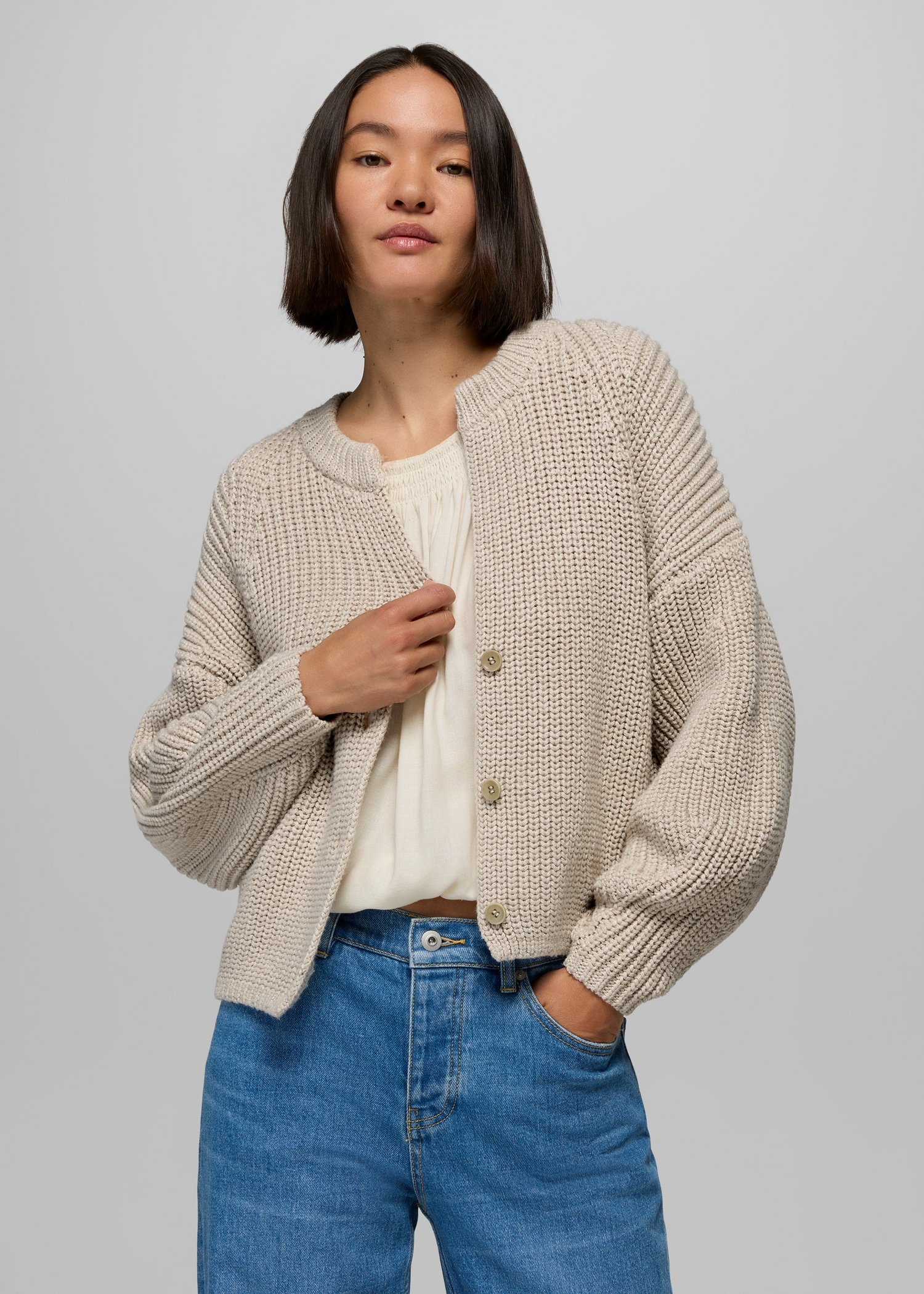 Womens prAna Sunday River Short Cardigan - Almond