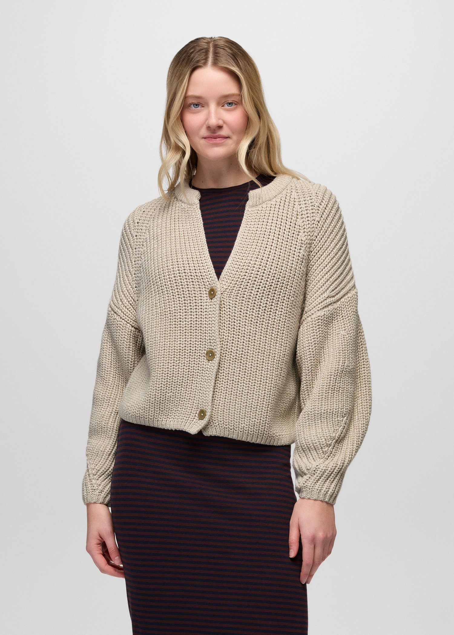Womens prAna Sunday River Short Cardigan - Beach Pebble