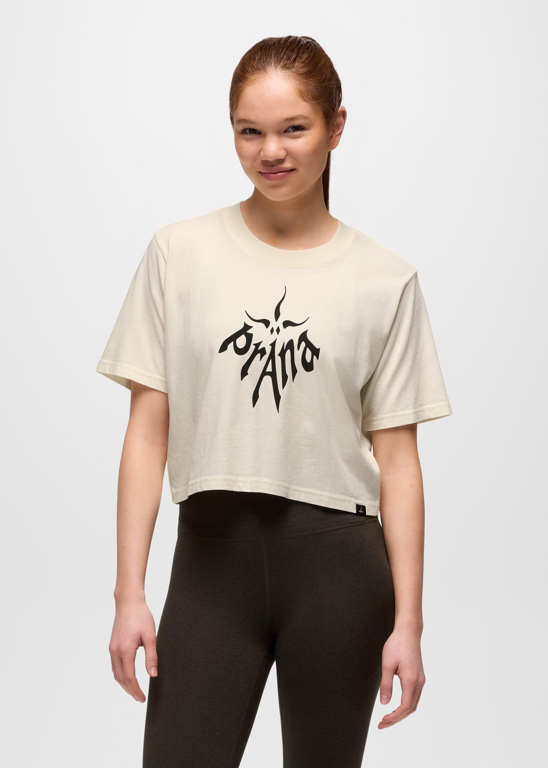 Womens prAna Heritage Graphic Crop Tee - Canvas