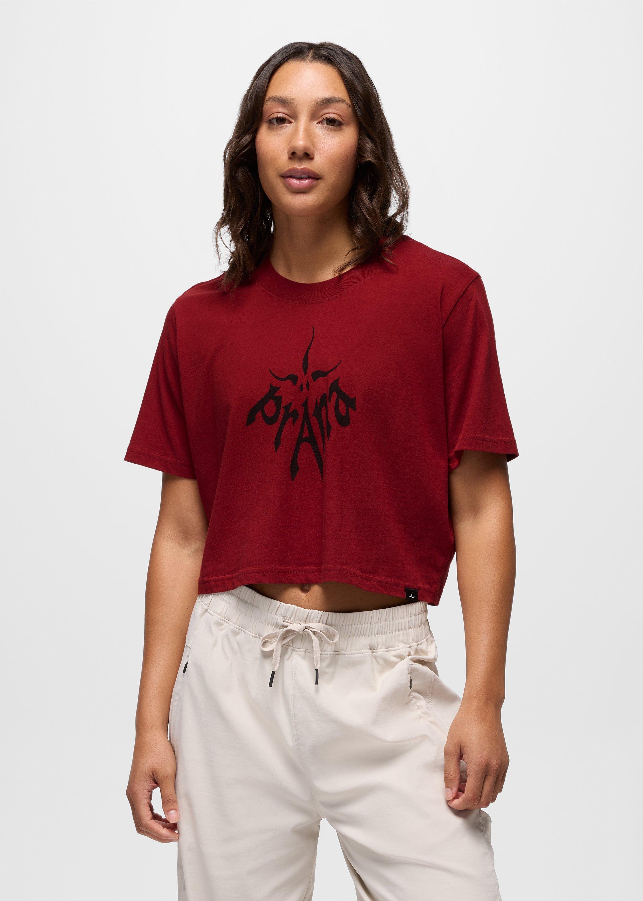 Womens prAna Heritage Graphic Crop Tee - Retrograde