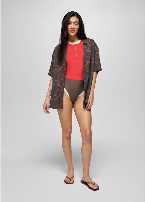 Baja Bound One Piece Swimsuit, Color: Rose Fire Colorblock, image 6