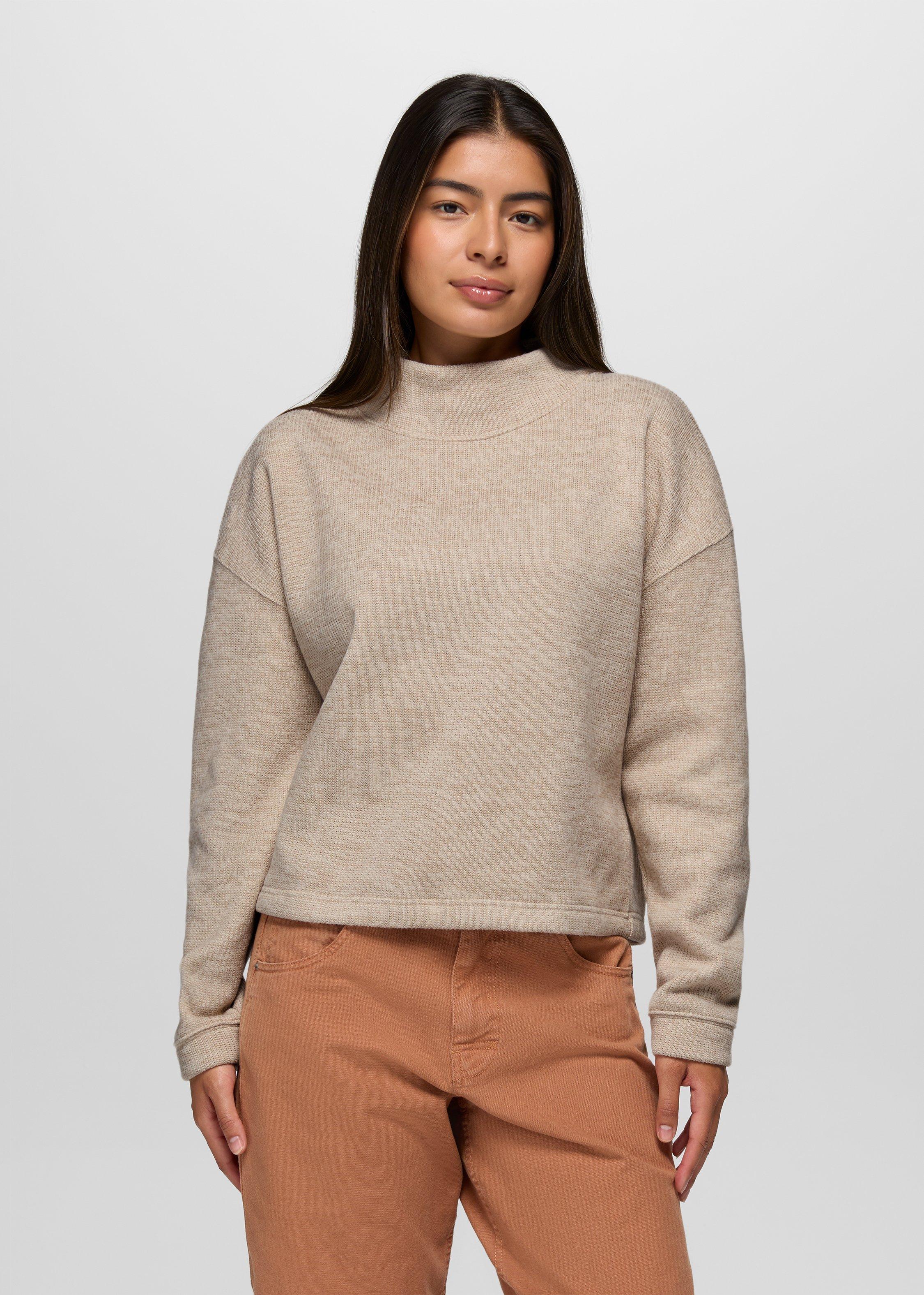Womens prAna Two Harbors Mockneck Sweater - Oatmeal Heather