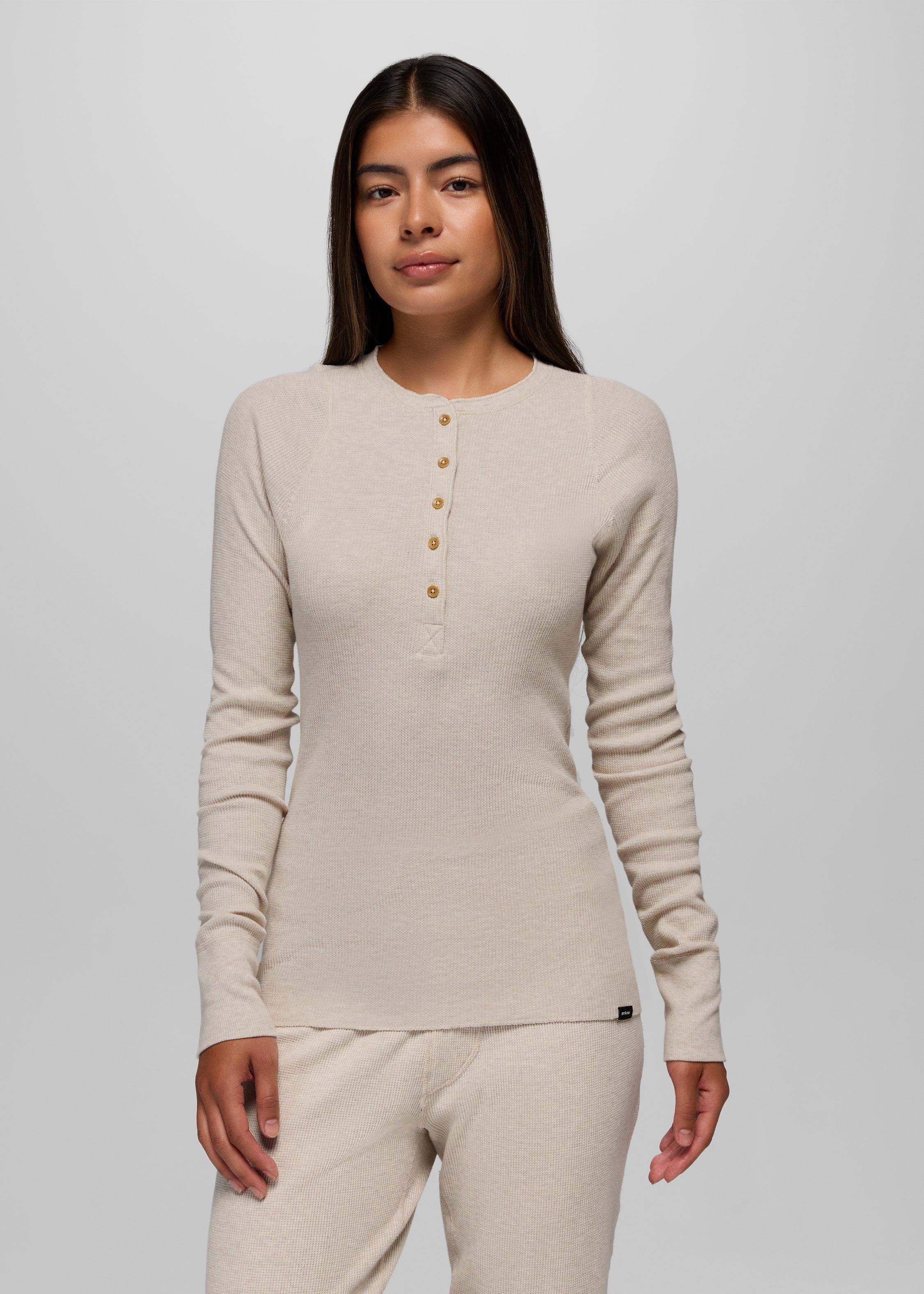 Womens prAna Touchstone Henley - Oatmeal Heather