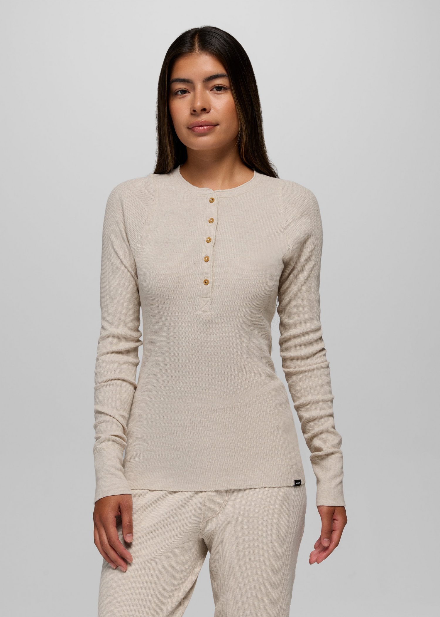 Womens prAna Touchstone Henley - Oatmeal Heather