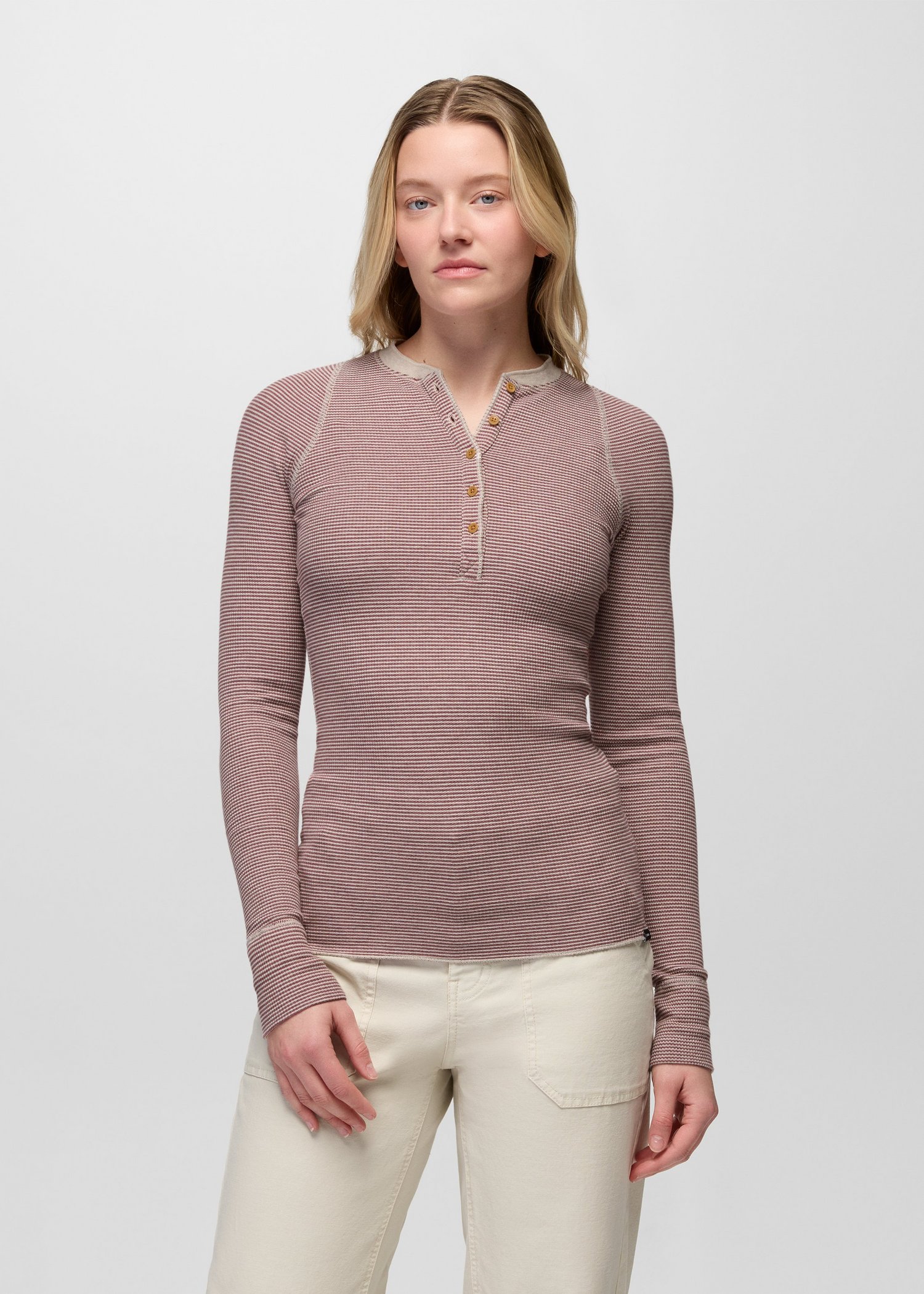 Womens prAna Touchstone Henley - Newberry Heather Stripe