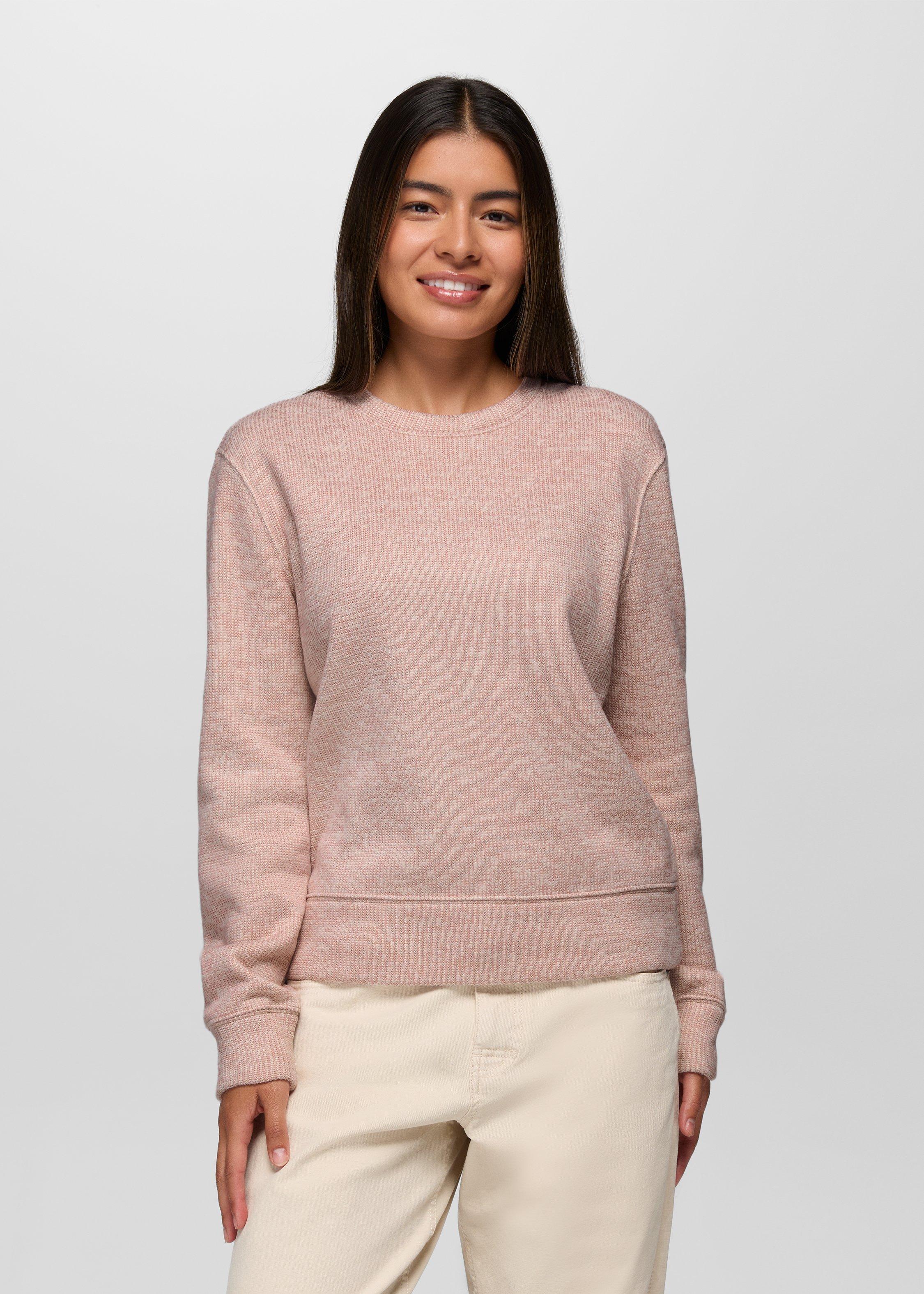 Womens prAna Two Harbors Sweater Crew - Hush Heather