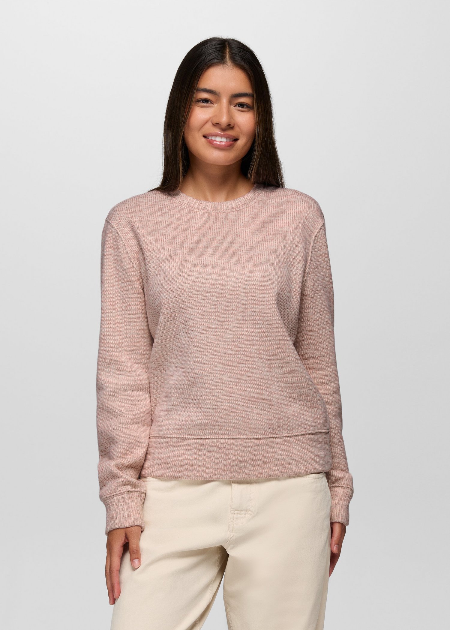Womens prAna Two Harbors Sweater Crew - Hush Heather