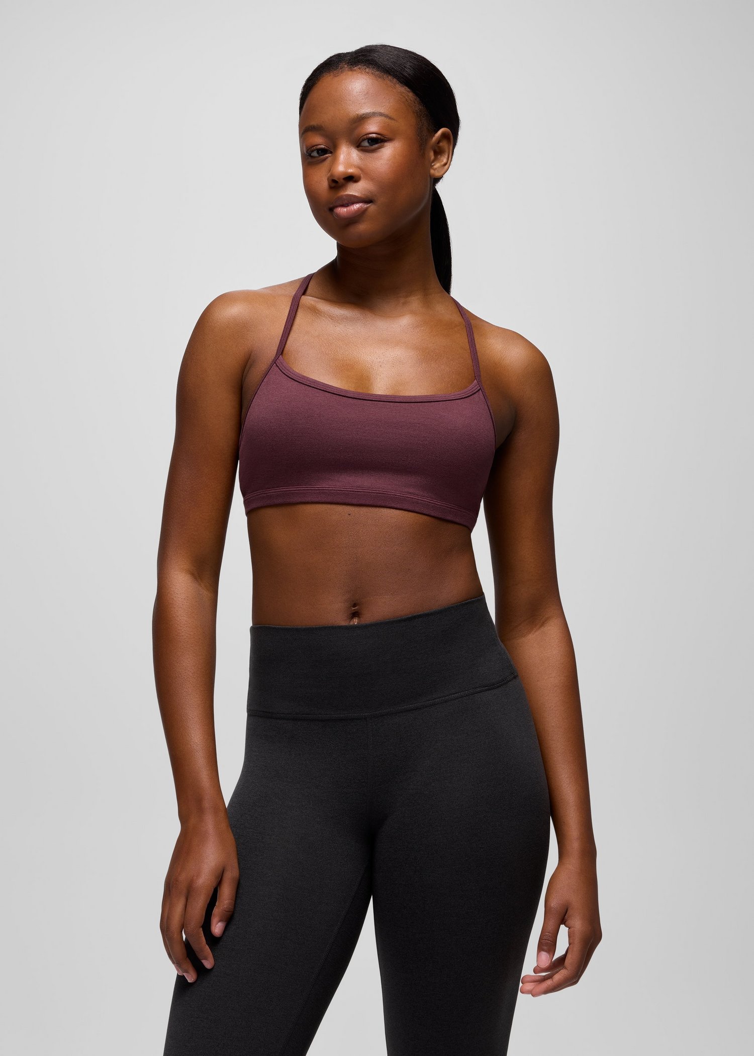 Womens prAna Heavana™ Every Minute Bra - Deep Vino Heather