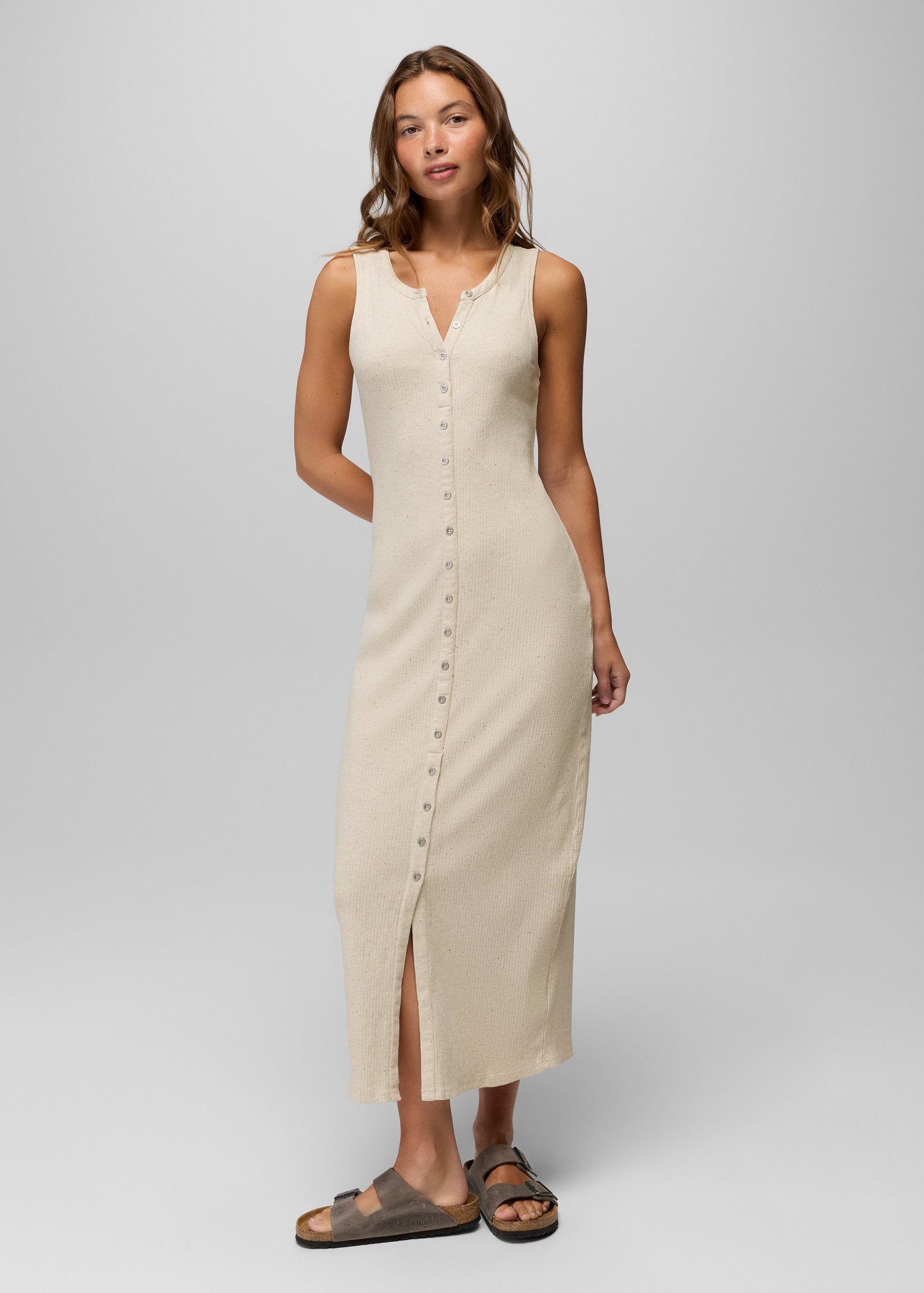 Womens prAna Cambria Cove Maxi Dress - Oatmeal Heather