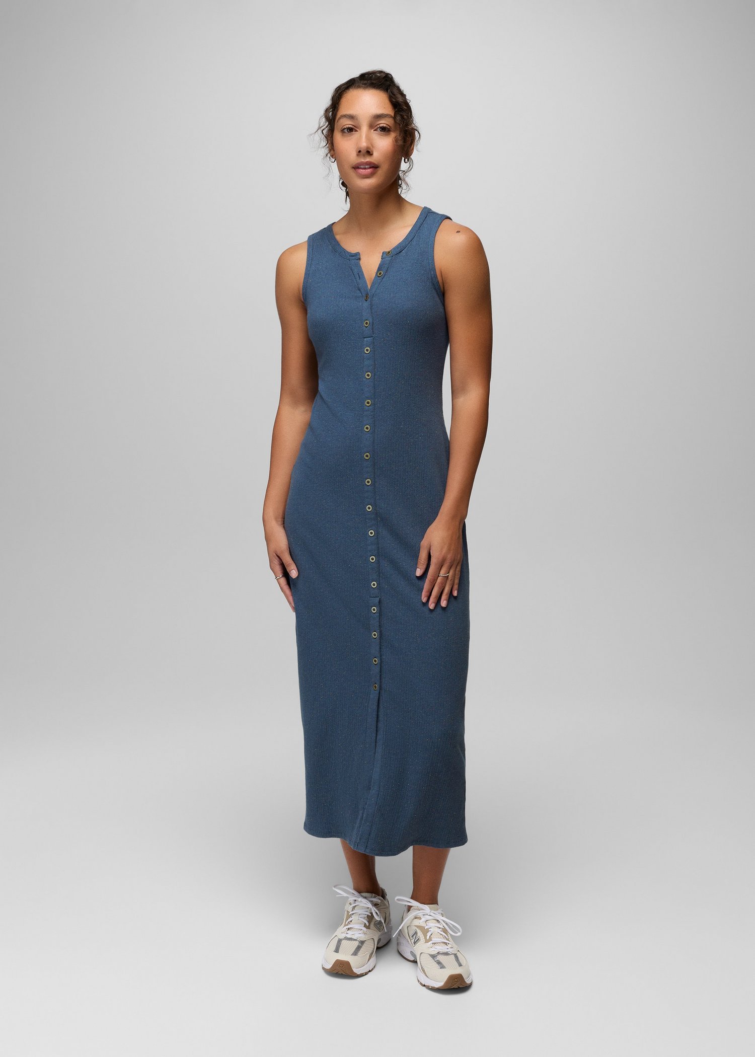 Womens prAna Cambria Cove Maxi Dress - Bluff Blue Heather