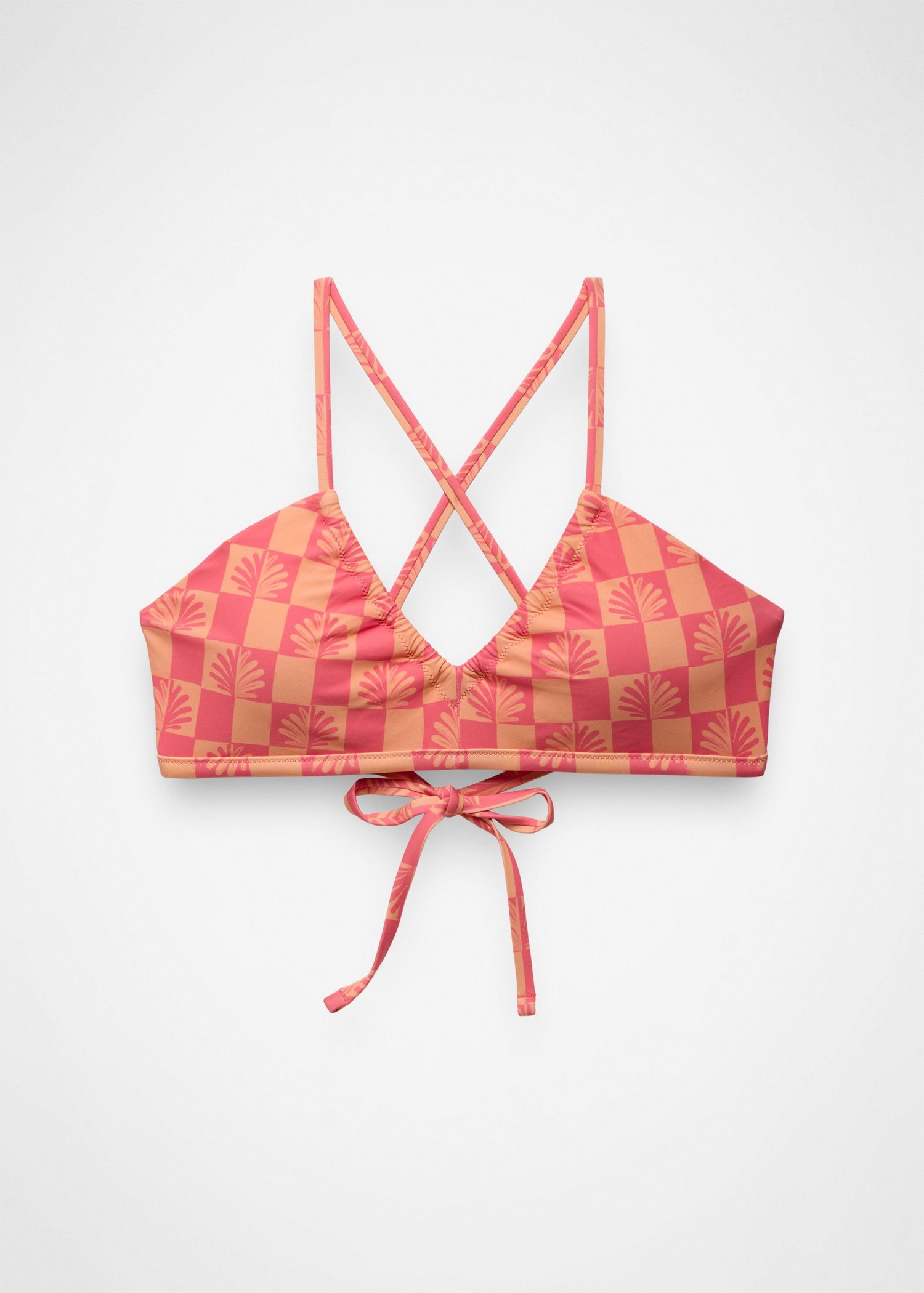 Womens prAna Reef Break Adjustable Swim Top - Guava Pop Checker