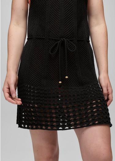 Crochet Mini Dress, Color: Black, image 4