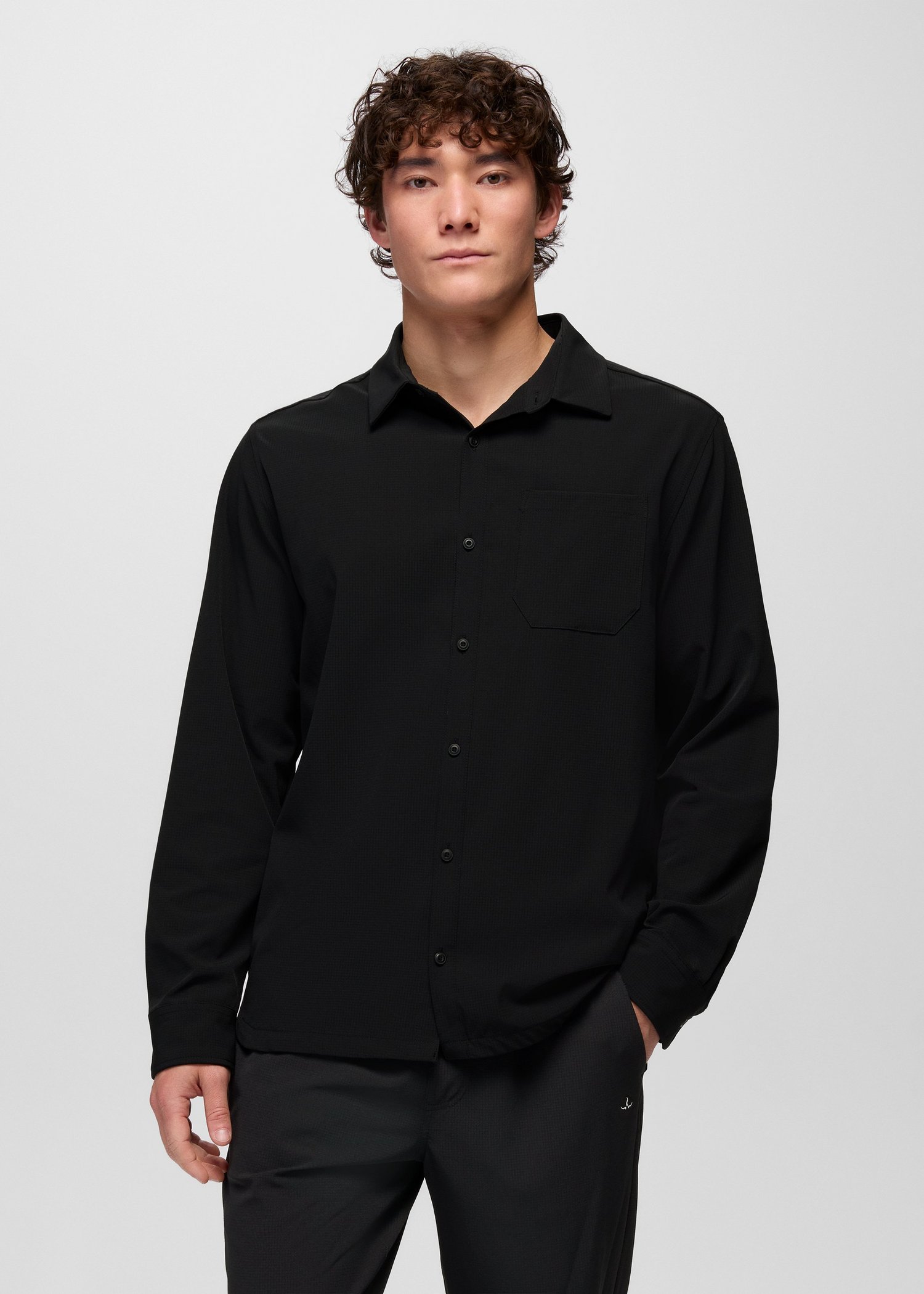 Mens prAna Hybridizer Long Sleeve Shirt - Black