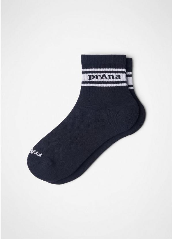 prAna Striped Half Crew Sock, Color: Black / Soft White, image 1