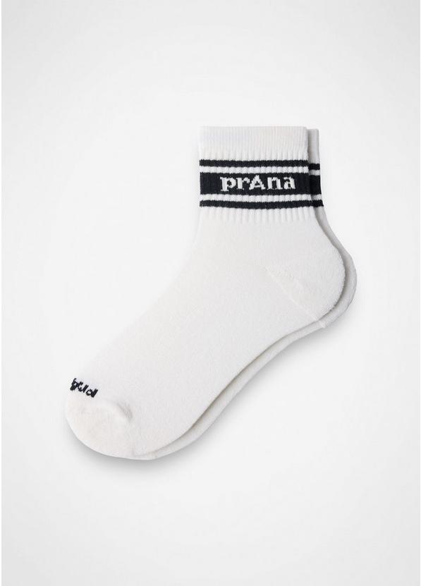 prAna Striped Half Crew Sock, Color: Soft White / Black, image 1