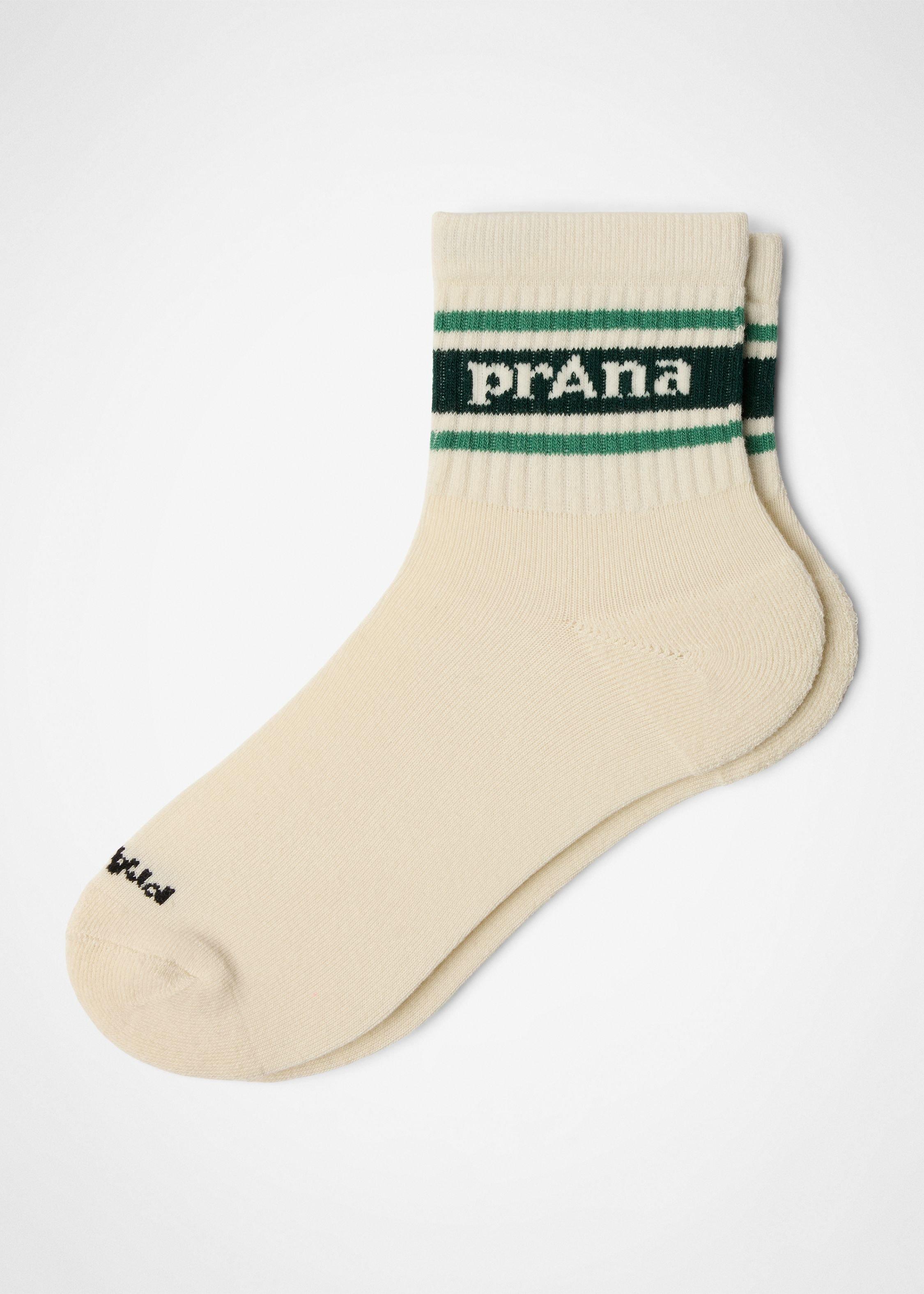 Gender Neutral prAna Striped Half Crew Sock - Jade / Root Green Alba