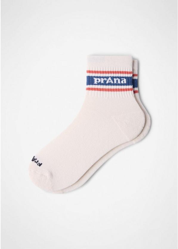 prAna Striped Half Crew Sock, Color: Lychee / Bluff Blue Alba, image 1