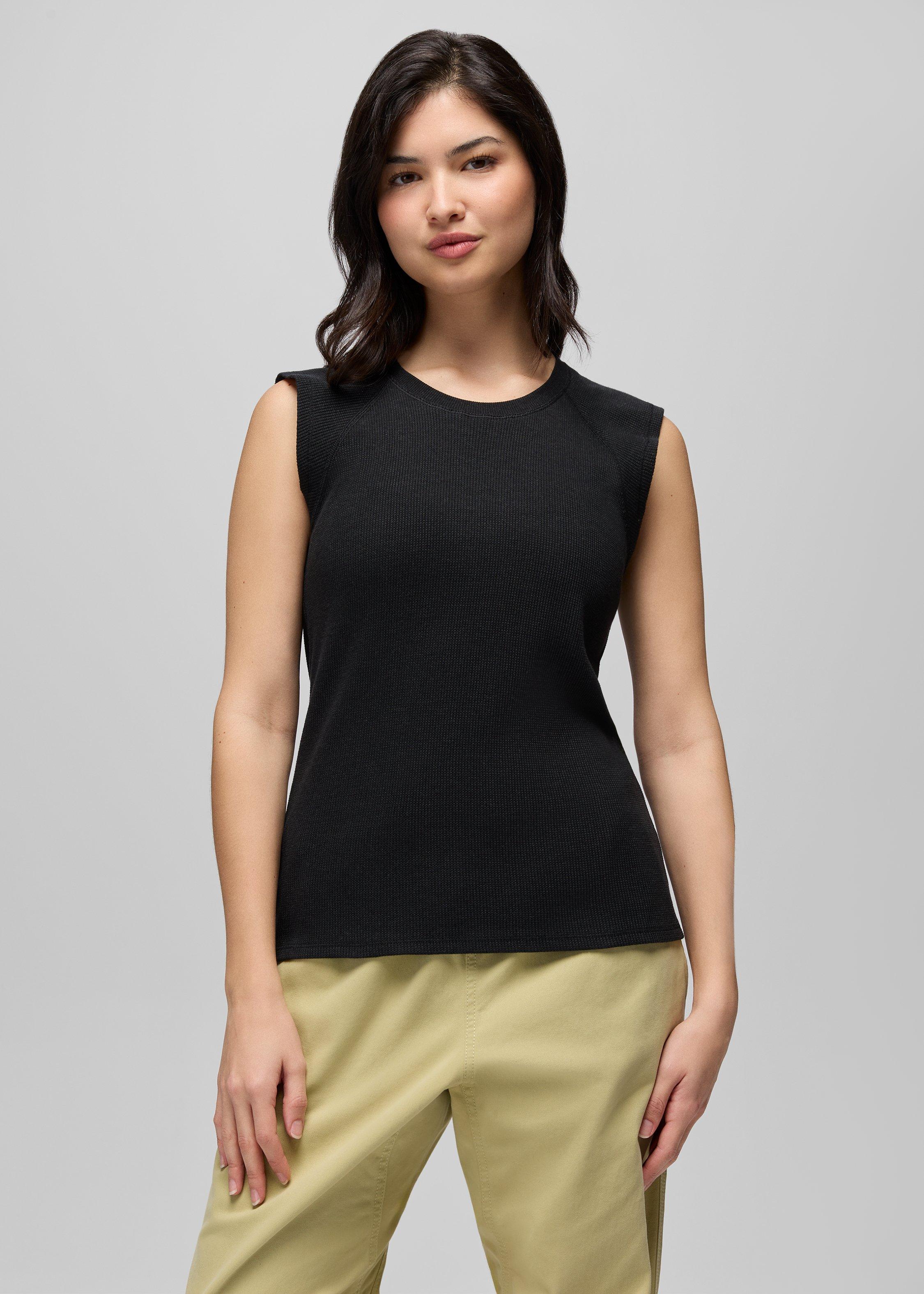 Womens prAna Touchstone Muscle Tank - Black Heather